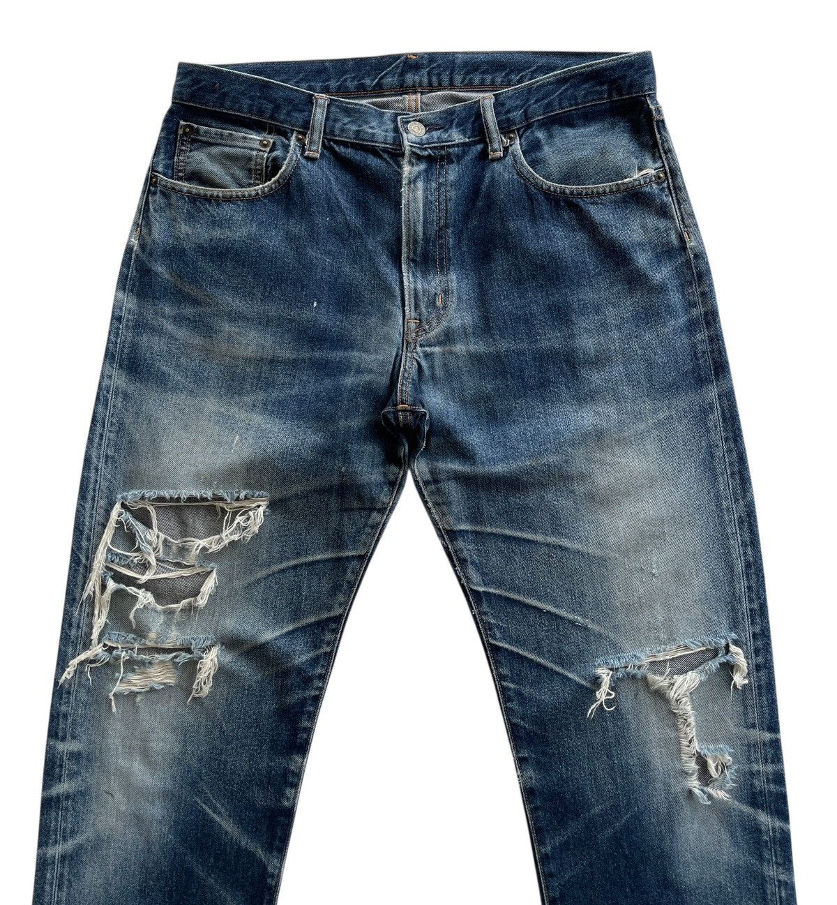 Japanese Brand Ripped Distressed GU Denim Size US 34 / EU 50 - 3 Thumbnail