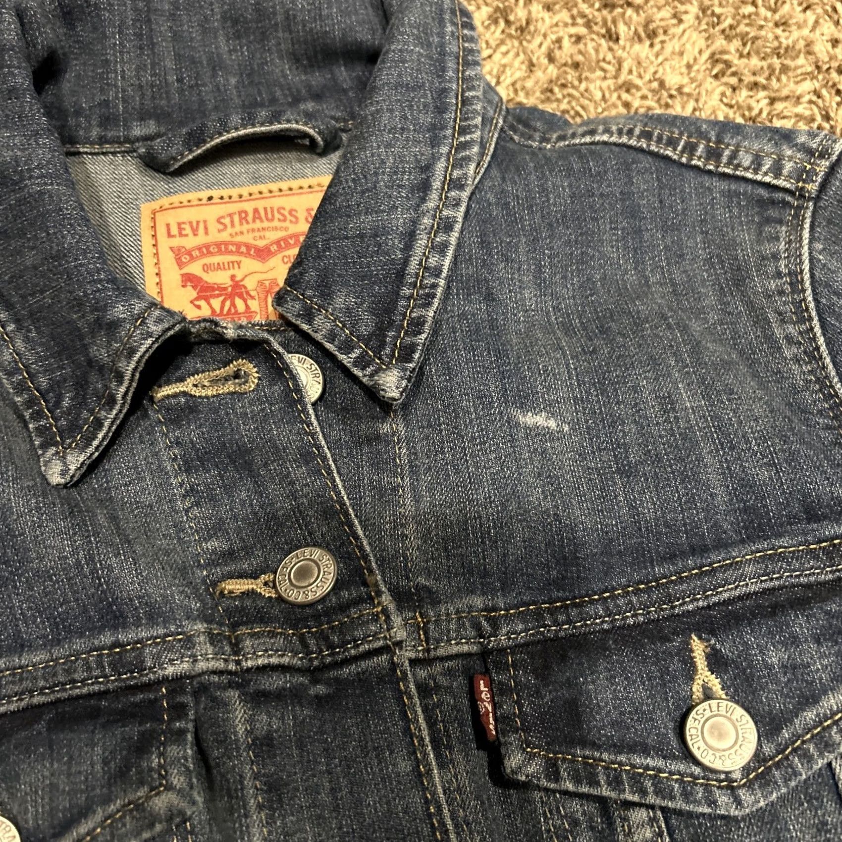 Levi's Levi's Women’s S Blue Cotton Denim Jacket - Button Short Coat, Casual, Pockets, Vintage No, Regular, - Womens Size 28" / US 6 / IT 42 - 3 Thumbnail
