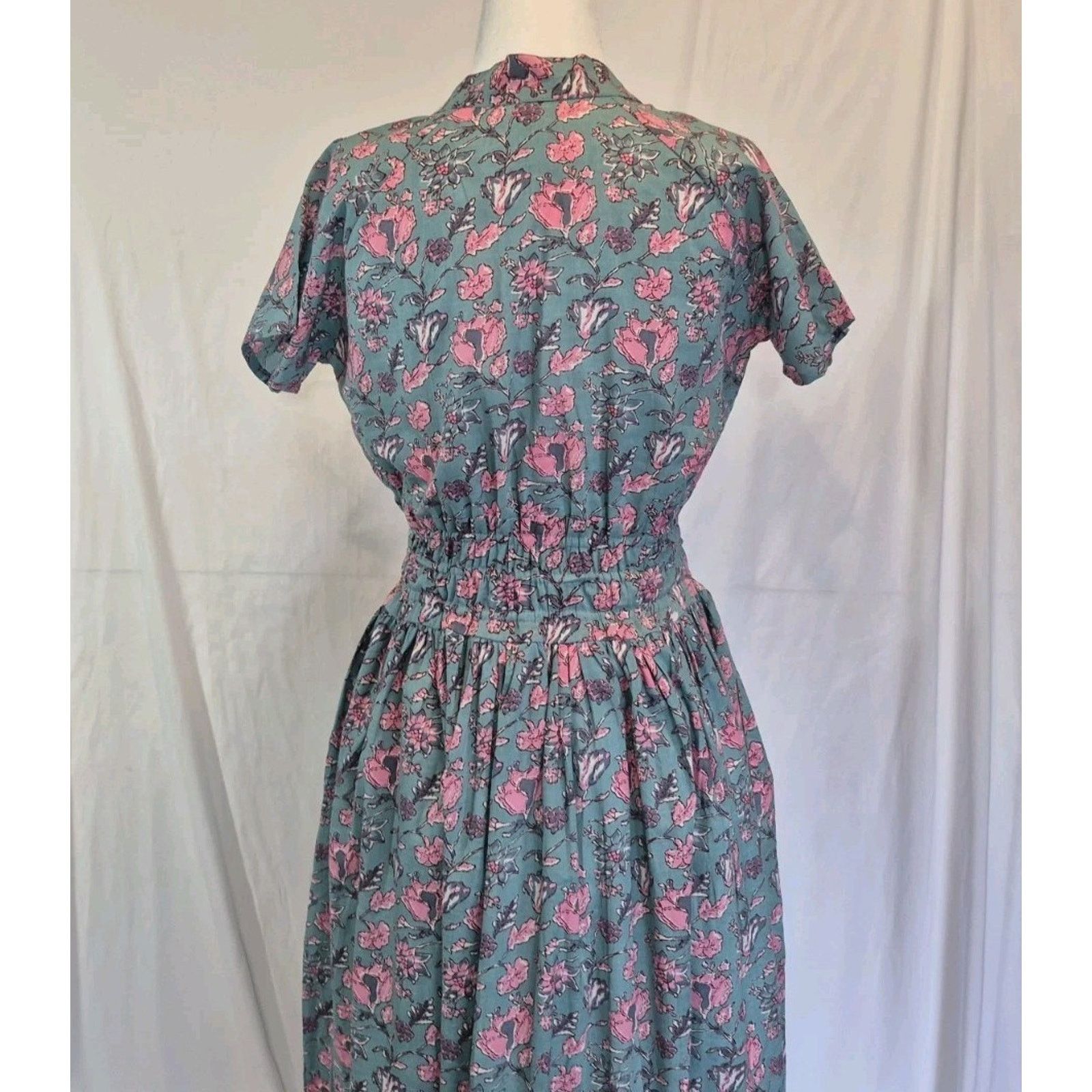 Other New India Collection Blue/Green Pink Cotton Maxi Dress XS Size XS / US 0-2 / IT 36-38 - 2 Thumbnail