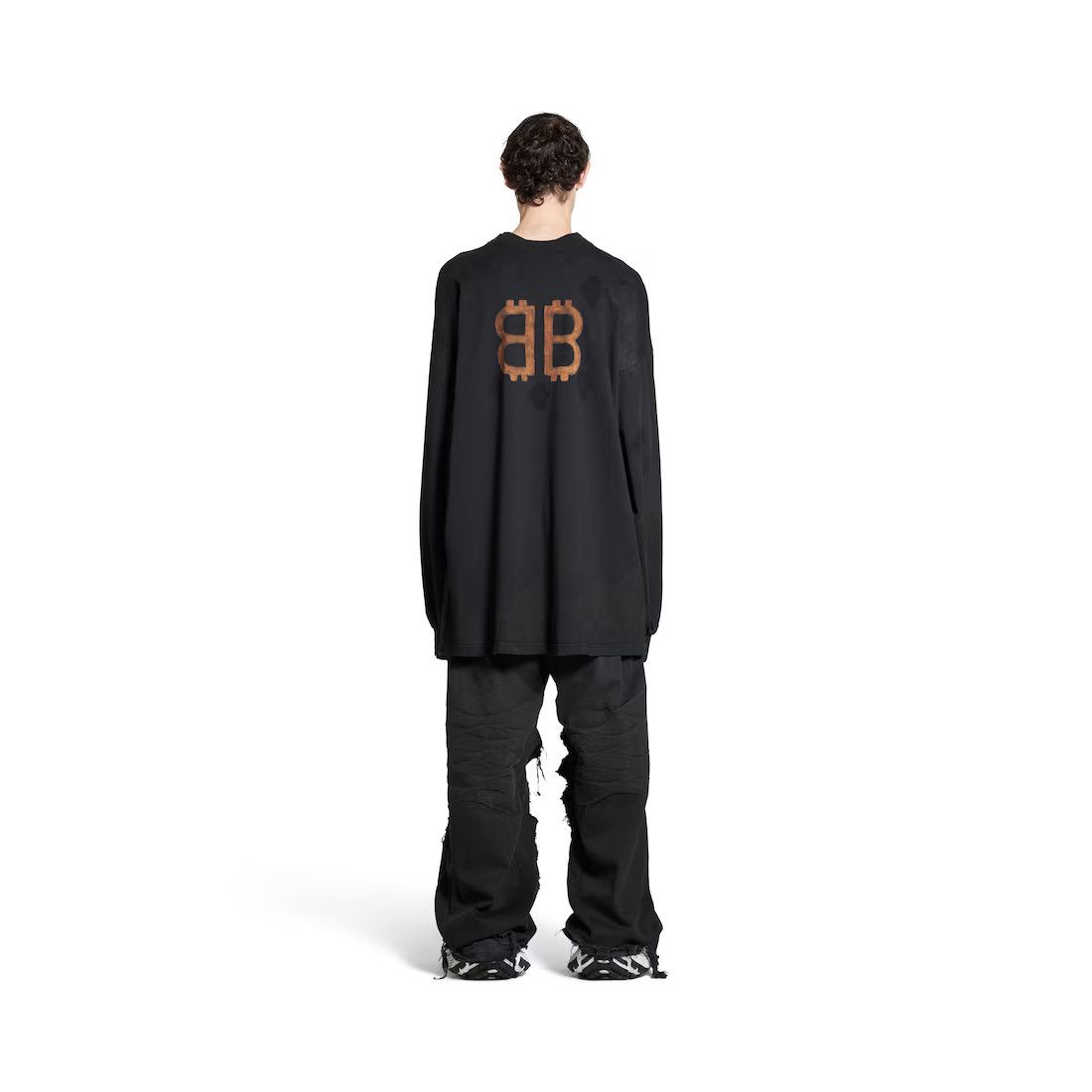 Balenciaga o1srvl11e0325 Paris Moon Double Front Long Sleeve T-Shirt Size US M / EU 48-50 / 2 - 4 Thumbnail