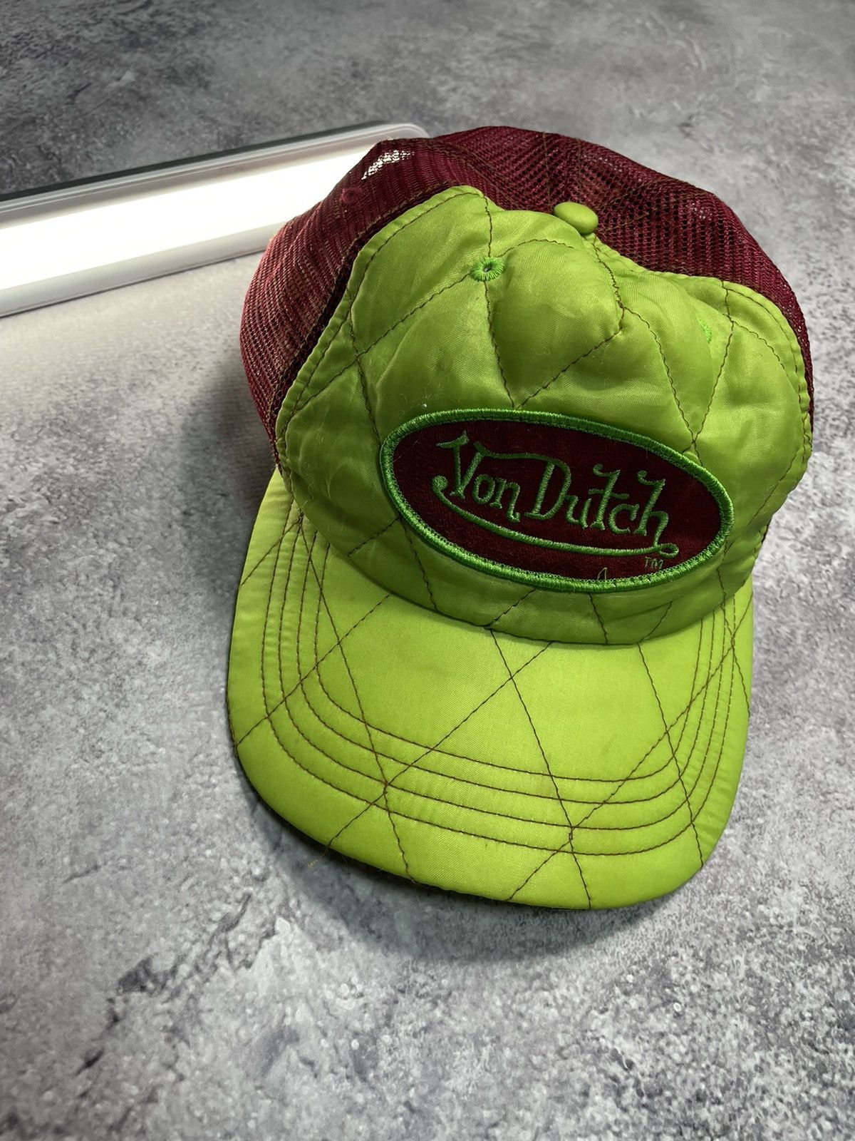 Von Dutch Vtg Y2K Green Trucker Cap Mesh Snapback