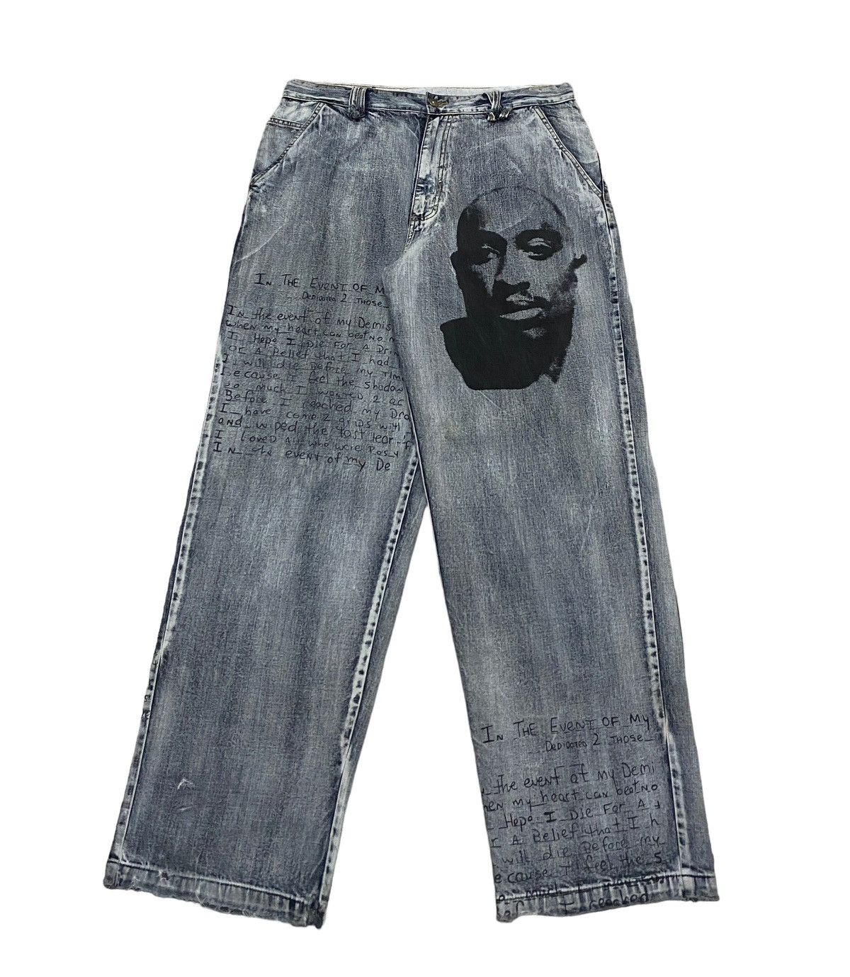Rap Tees Rare Design Vintage Makaveli Tupac Shakur Baggy Jeans 2000s Size US 36 / EU 52 - 1 Thumbnail