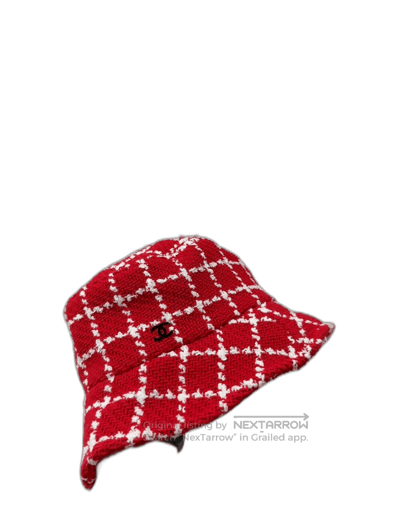 Chanel New Chanel Red Plaid Fisherman Hat. Size ONE SIZE - 1 Thumbnail