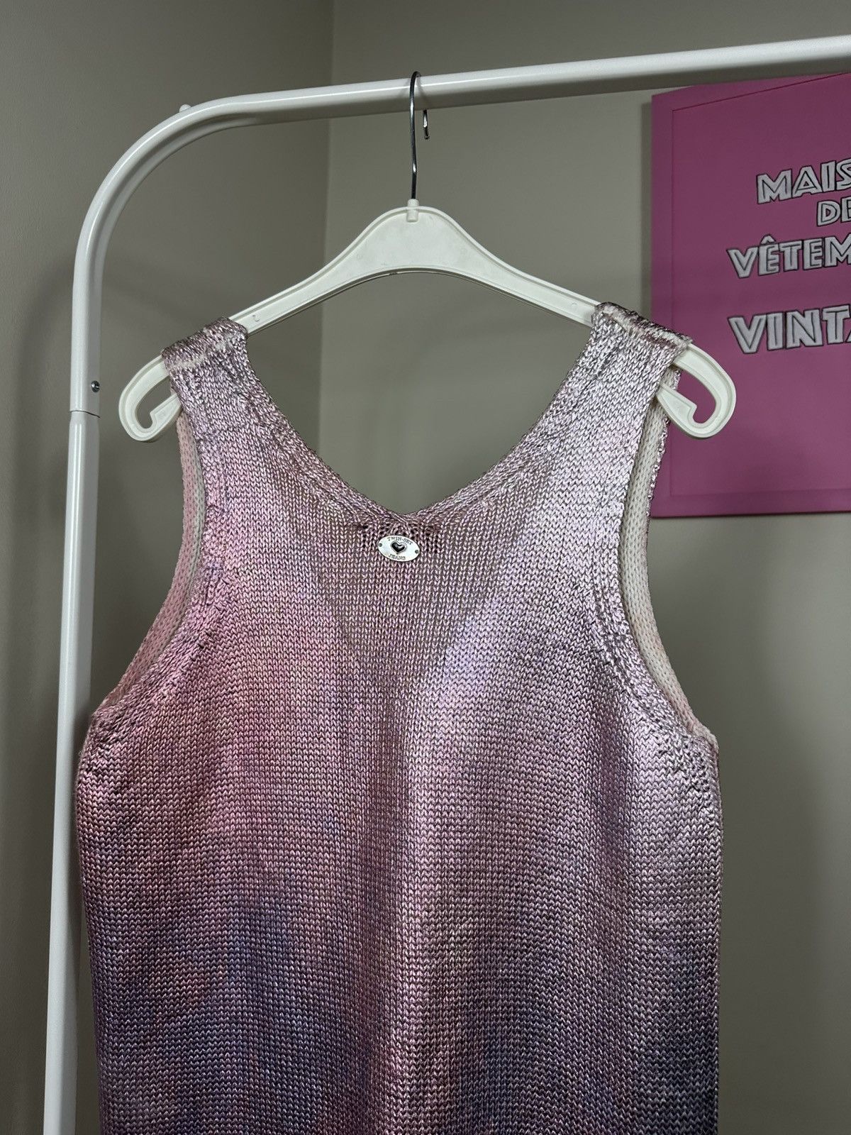 TWINSET Twin-Set Jeans Mini Dress Tank Top Knitted Metallic Pink Size S / US 4 / IT 40 - 14 Thumbnail