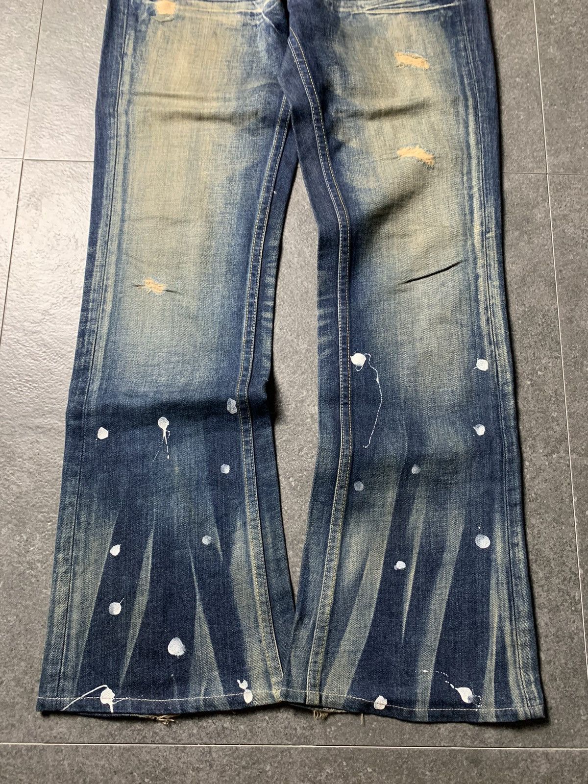 If Six Was Nine 2000s Varosh Studded Statement Mud Wash Flared Jeans Size US 32 / EU 48 - 4 Thumbnail