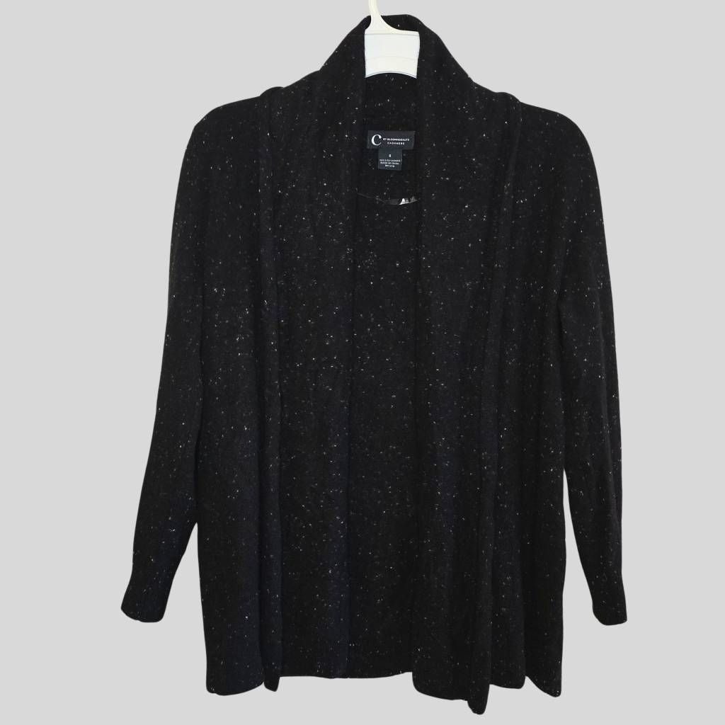 Bloomingdale's C by Bloomingdale’s 100% Cashmere Cardigan Black Open Front Size S / US 4 / IT 40 - 1 Thumbnail