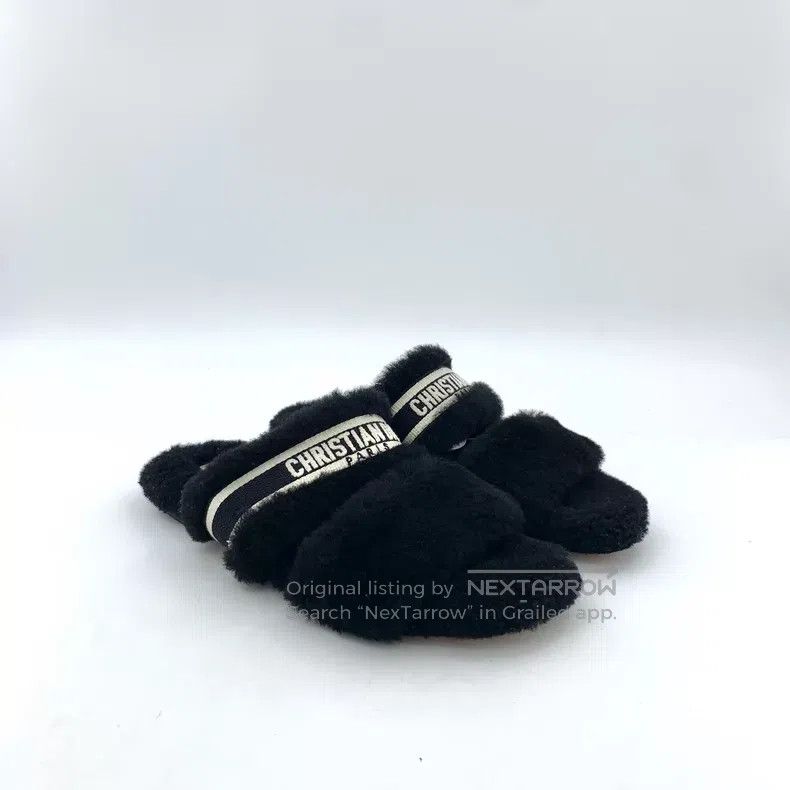Dior Dior 22 Chez Moi Black Wool Casual Flat Plush Slippers Size US 4.5 / IT 34.5 - 2 Thumbnail