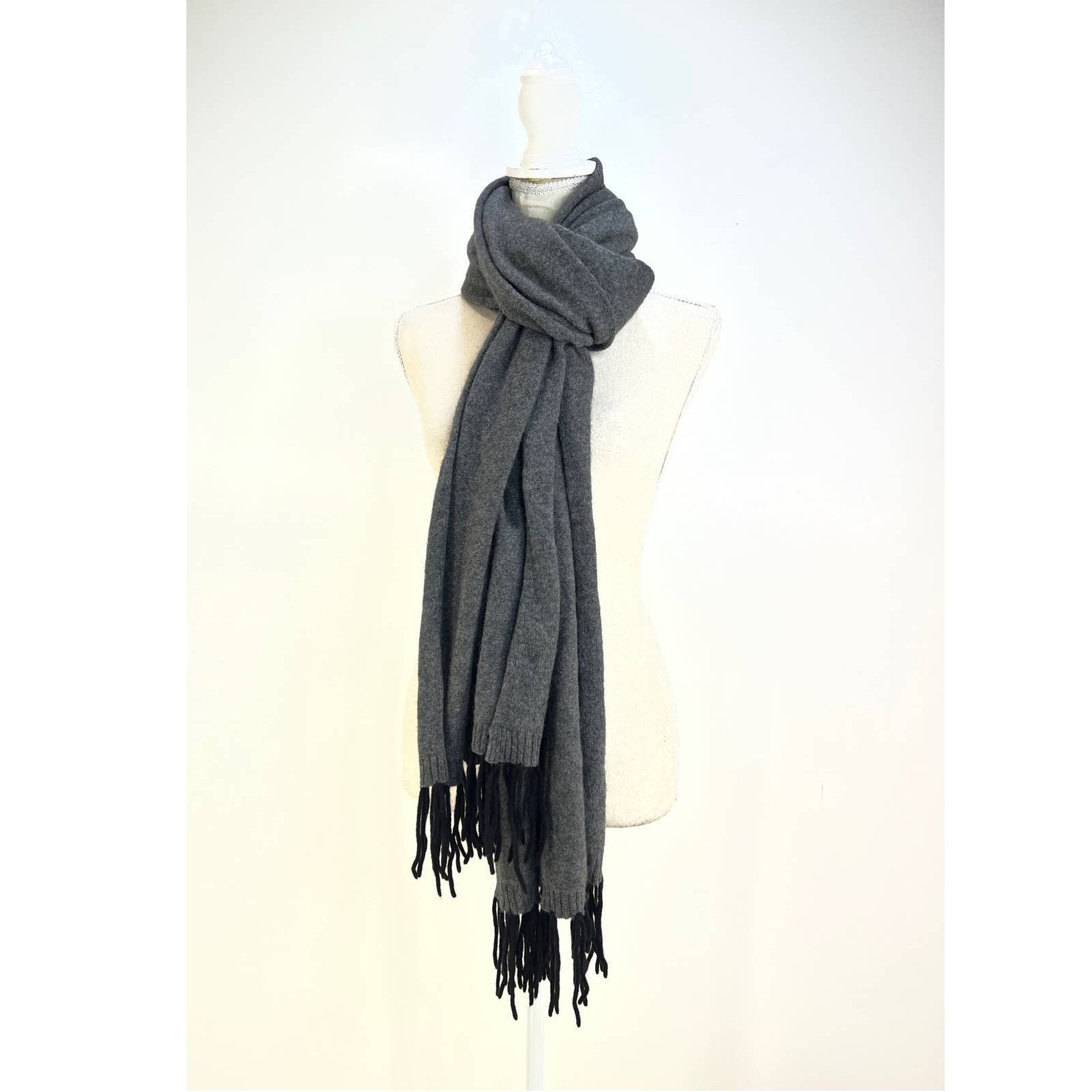 Other Hannah Rose Cashmere Gray Scarf Fringed Travel Wrap Soft Size ONE SIZE - 6 Thumbnail