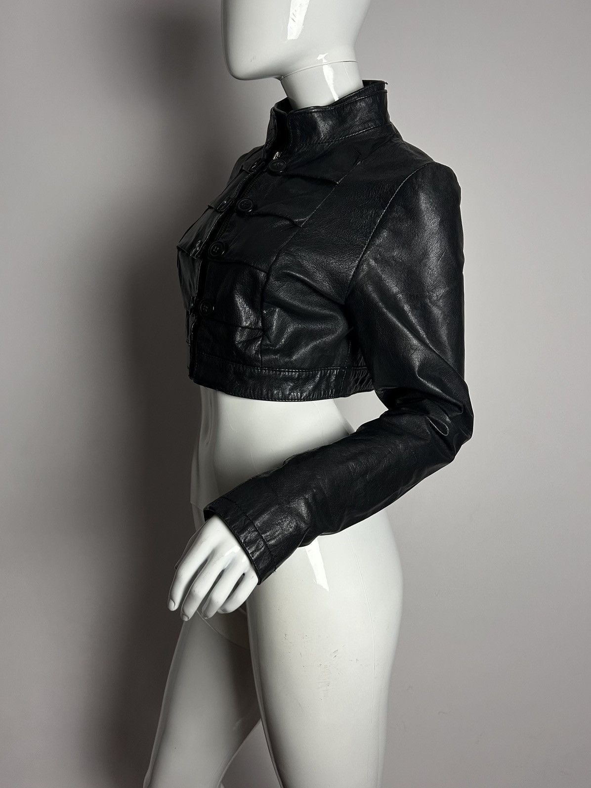Other Vintage leather cropped jacket with button details Size S / US 4 / IT 40 - 2 Thumbnail