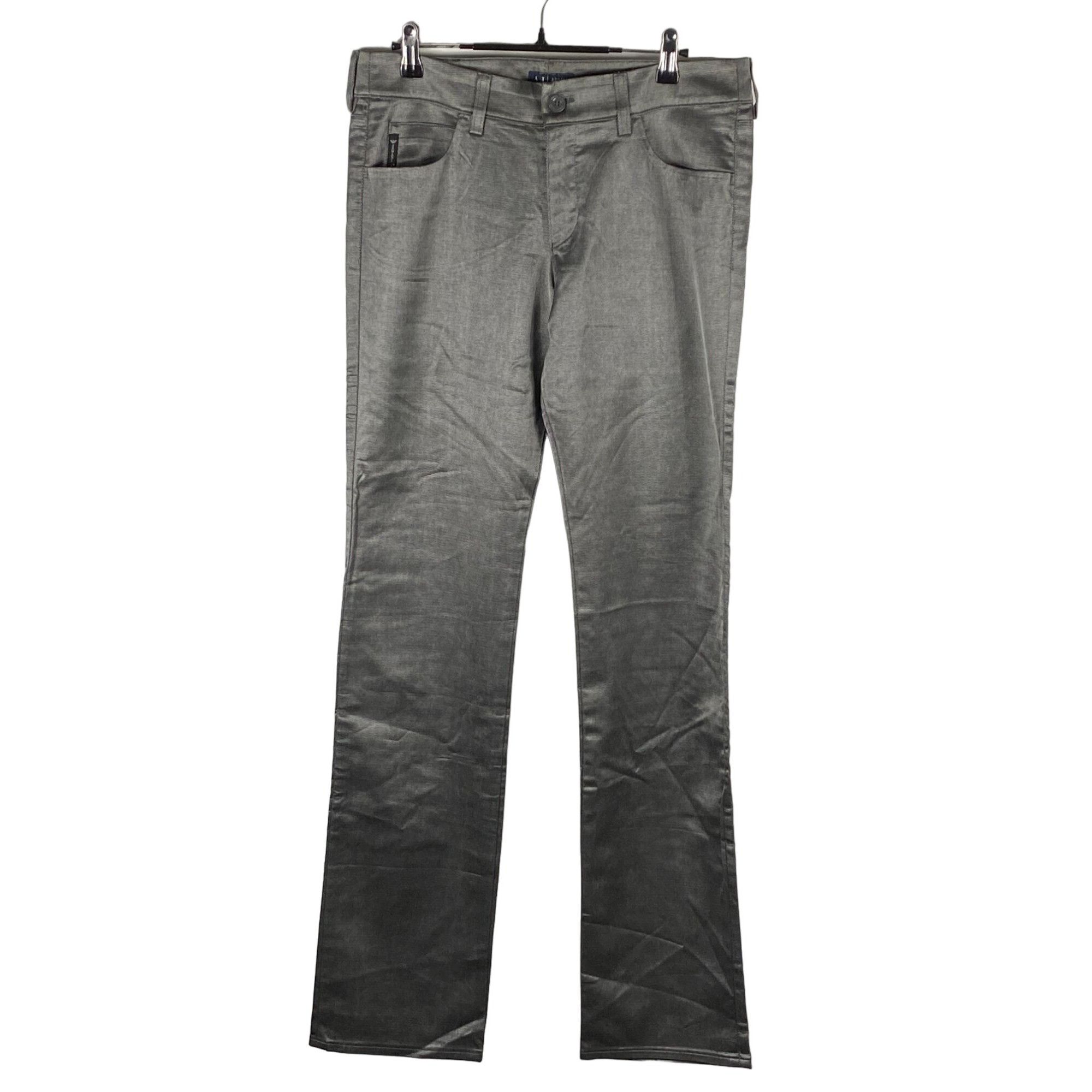 image of Vintage Aj Armani Jeans Slim Straight Pants Metallic Grey Size 30 W3, Men's