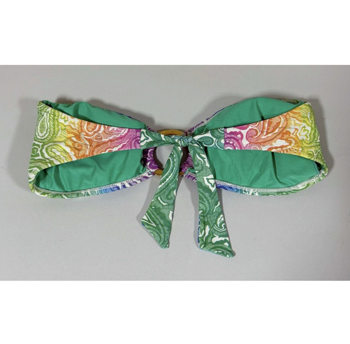Designer × Sugar × Vintage Paisley Strapless Bikini Top Swimwear Bathing Suit Size M 💚✨ Size M / US 6-8 / IT 42-44 - 3 Thumbnail