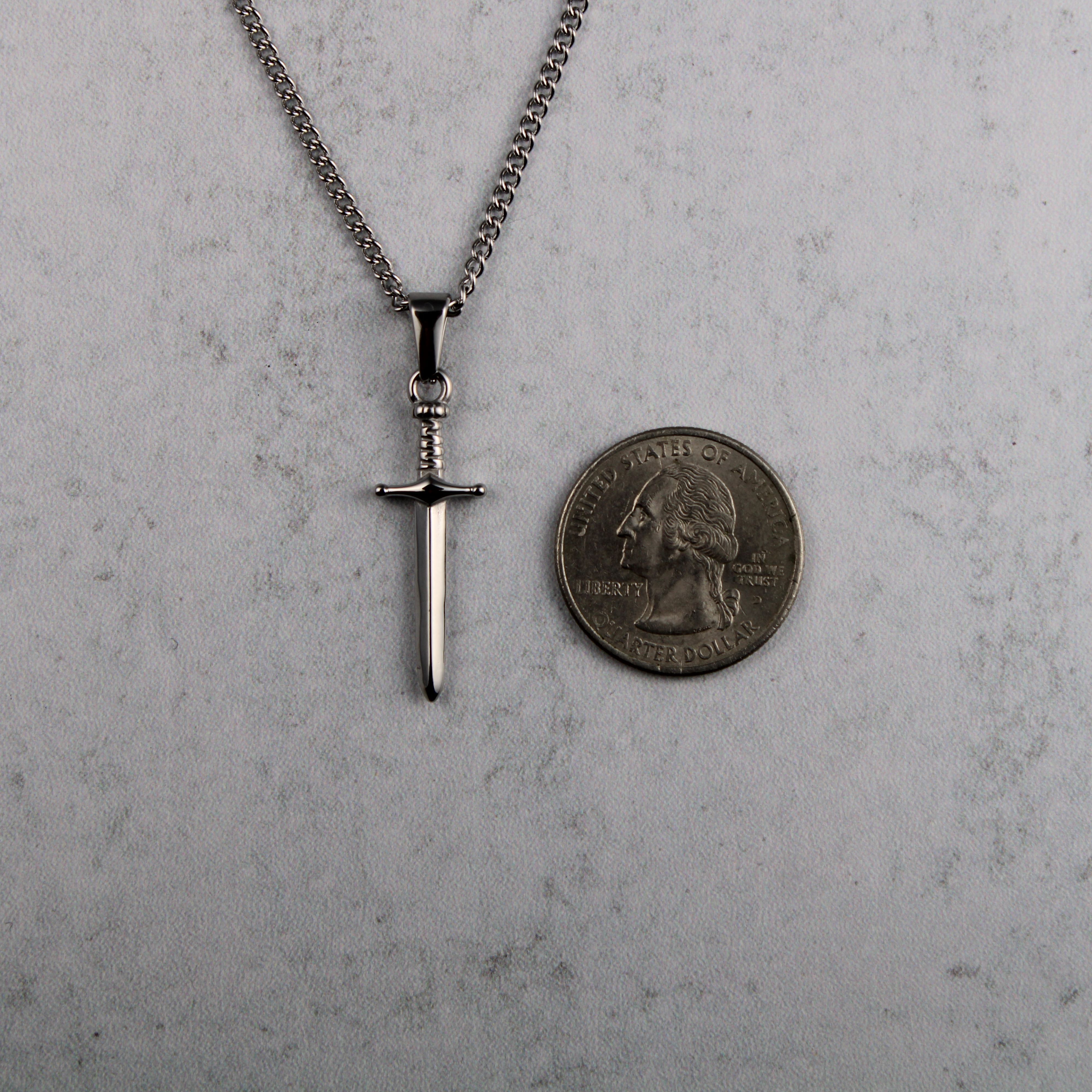 Jewelry Silver Dagger Pendant Chain Necklace Size ONE SIZE - 5 Thumbnail
