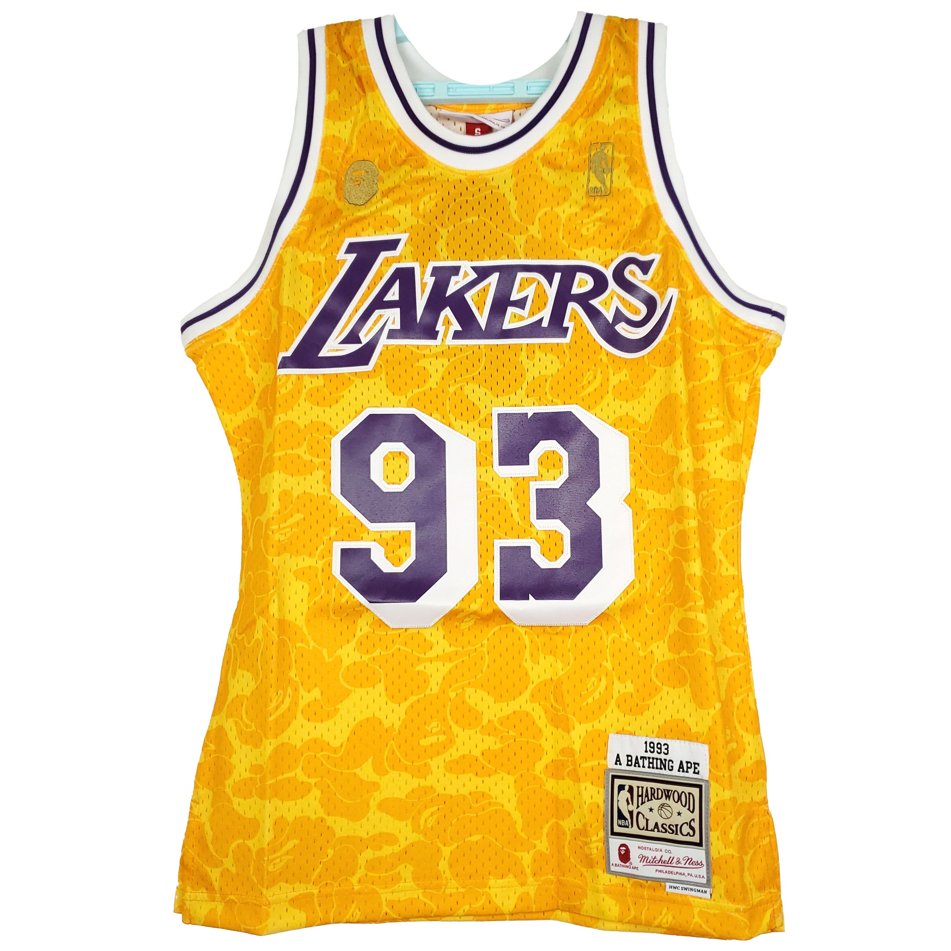 image of Bape X Mitchell & Ness Lakers Swingman Jersey in Yellow, Men's (Size Small)