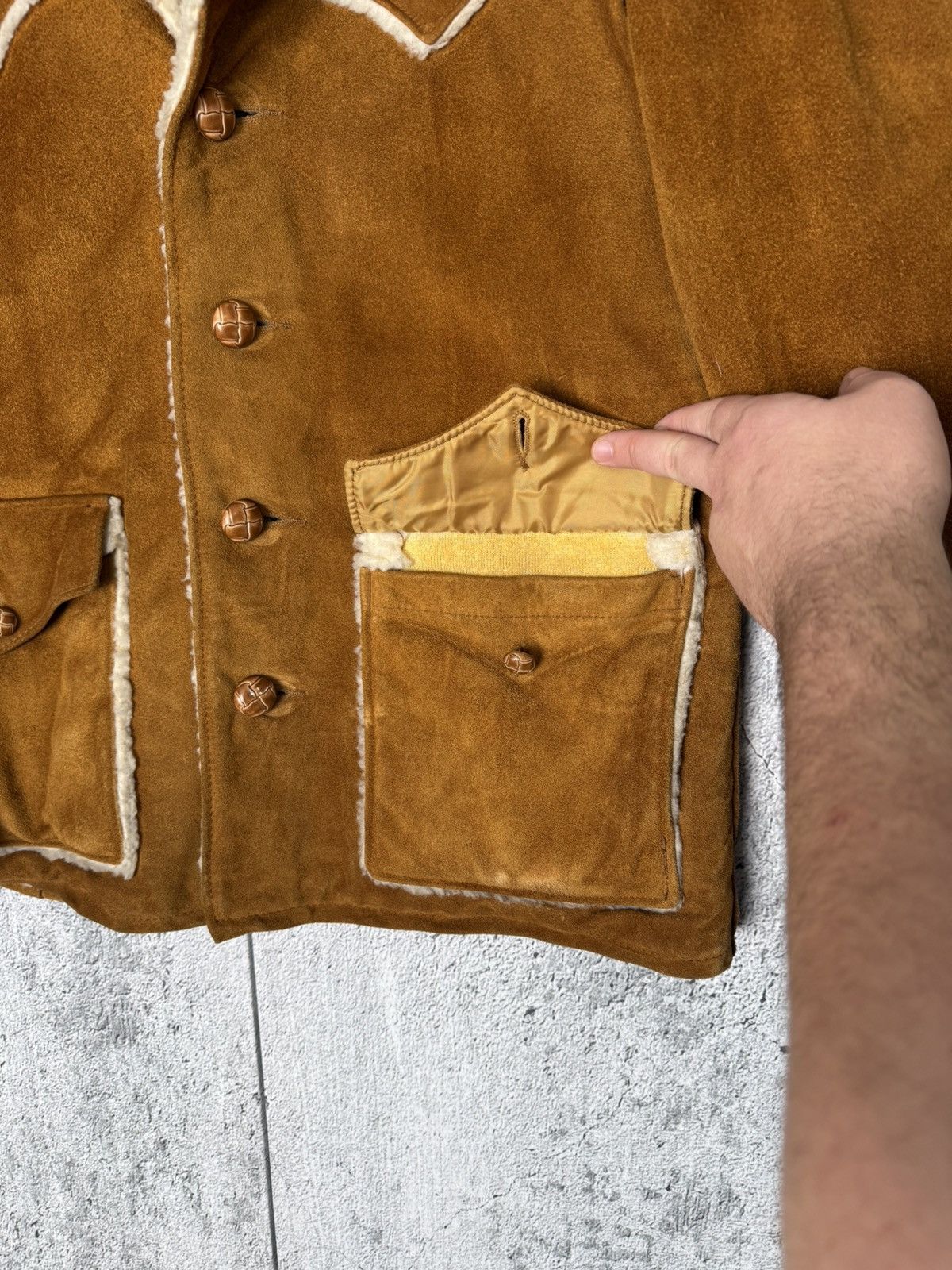 Schott Vintage Schott NYC Western Shearling Suede Leather Jacket Size US L / EU 52-54 / 3 - 12 Thumbnail