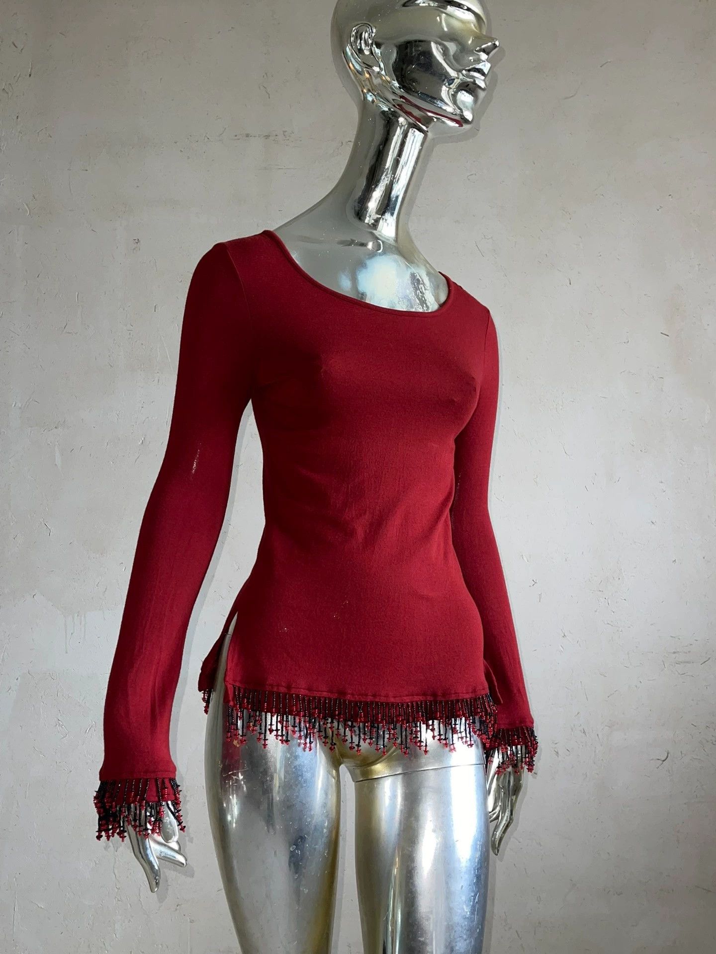 Jean Paul Gaultier Jean Paul Gaultier Blood Red Irregular Beaded Top Size S / US 4 / IT 40 - 2 Thumbnail