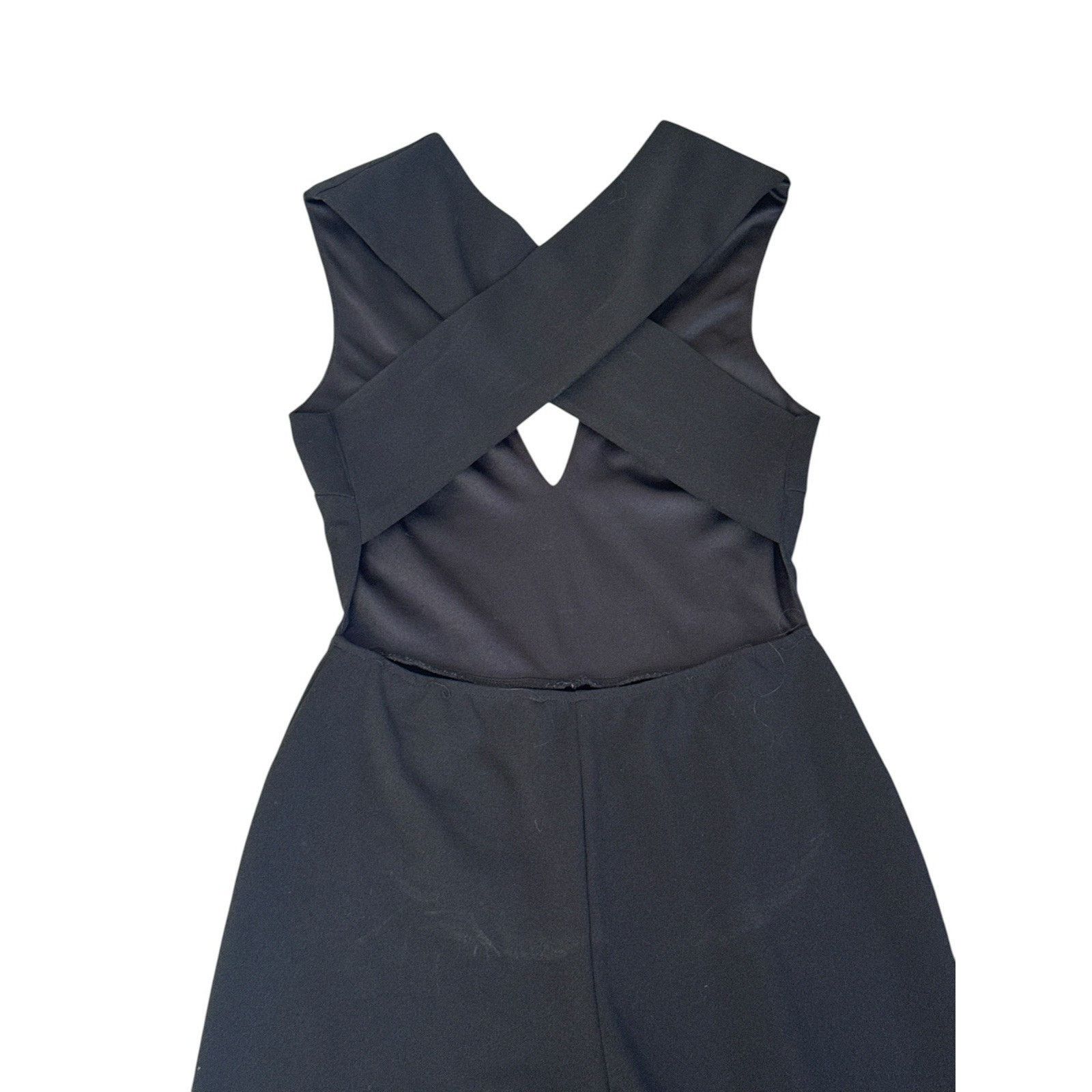 Lulus LULUS Thinking Out Loud Black Jumpsuit Criss Cross Wide Leg Size 28" / US 6 / IT 42 - 8 Thumbnail