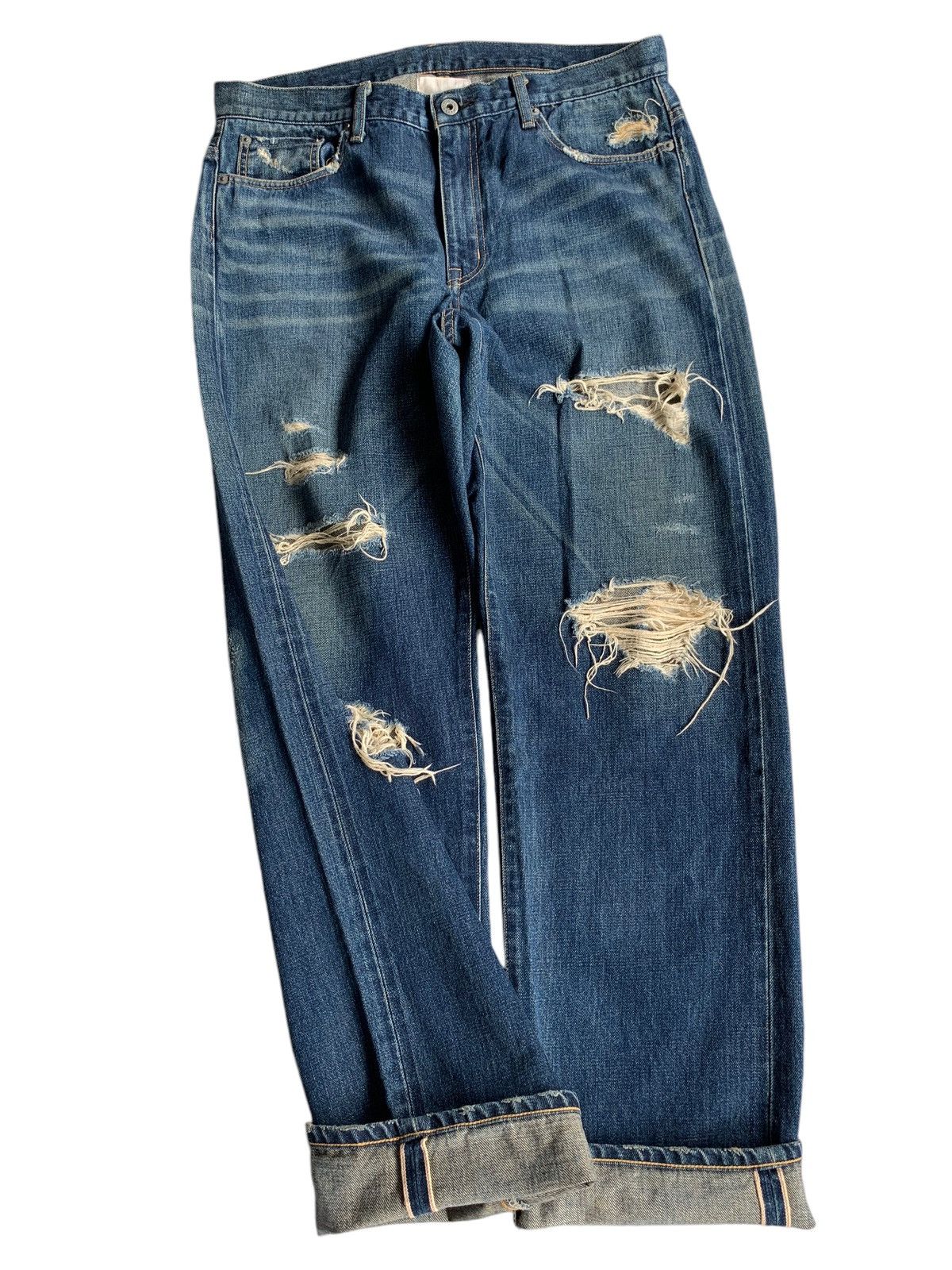 Japanese Brand × Kapital × Vintage Whiz Limited Japanese Ripped Selvedge Distressed Denim Size US 35 - 5 Thumbnail