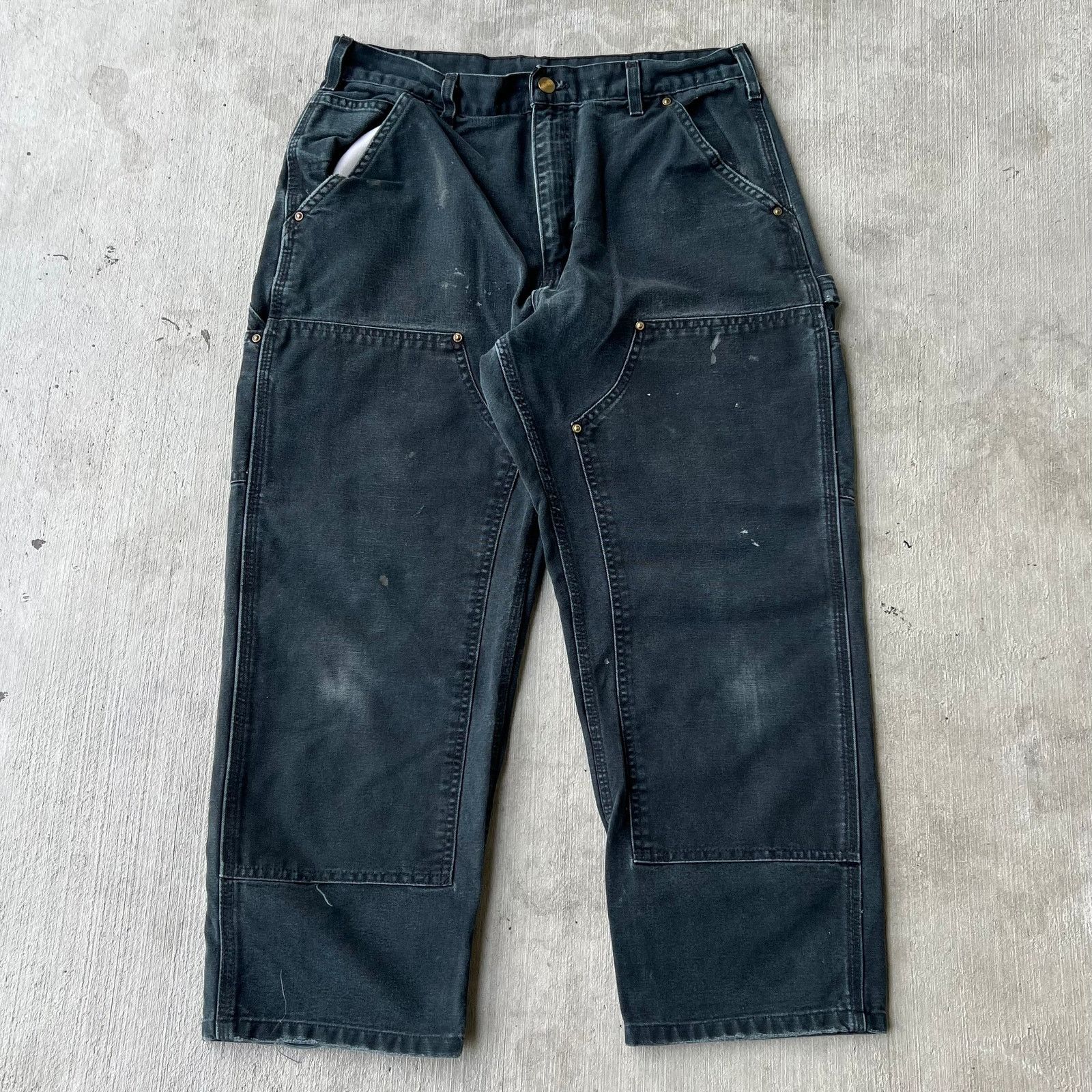 Carhartt × Vintage Carhartt black HEMMED* double knee work wear carpenter pants Size US 31 - 1 Thumbnail