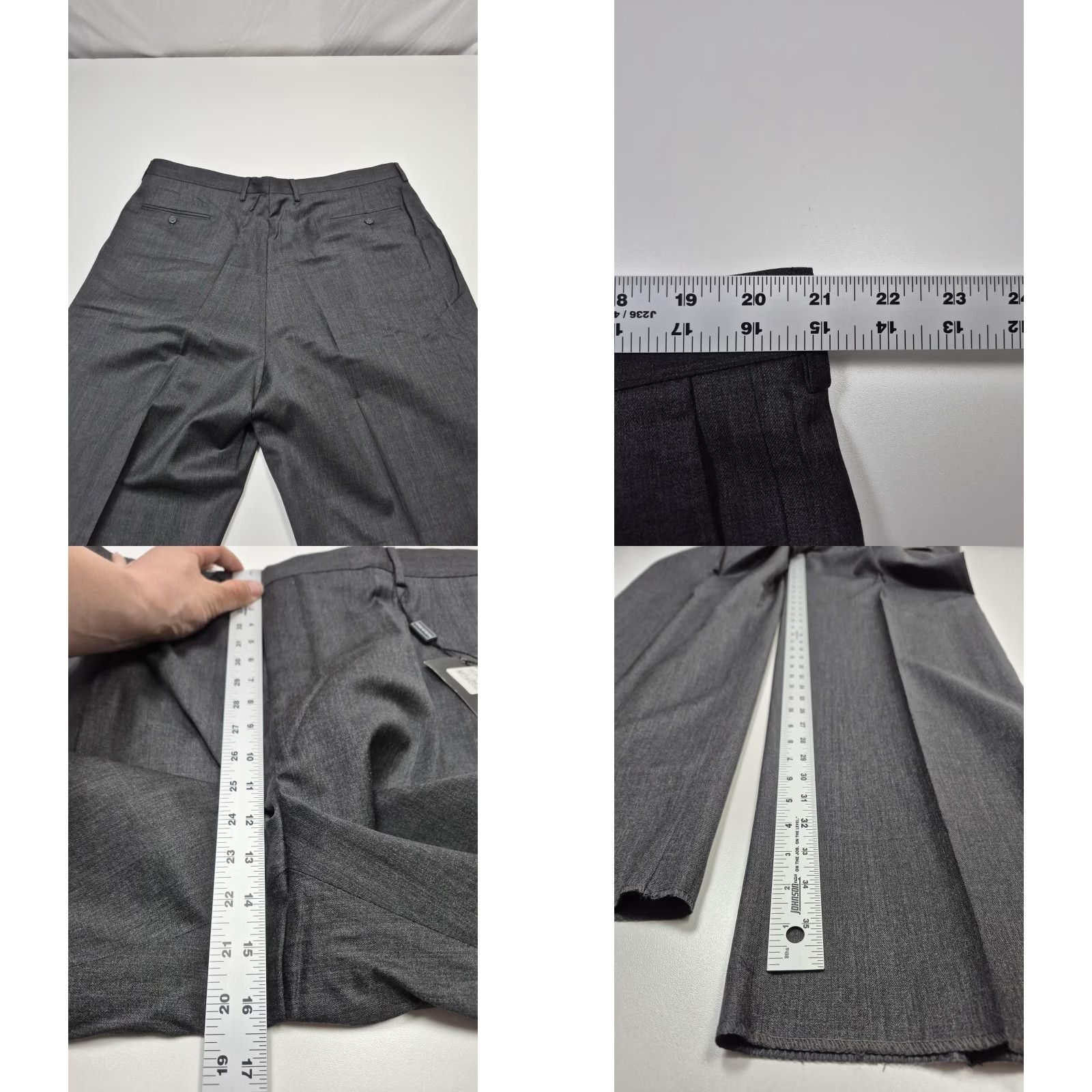 Vintage Enrico Visconti Dress Pants Mens 42x36 Gray Wool Straight Italy Flat Front Size US 42 / EU 58 - 8 Thumbnail
