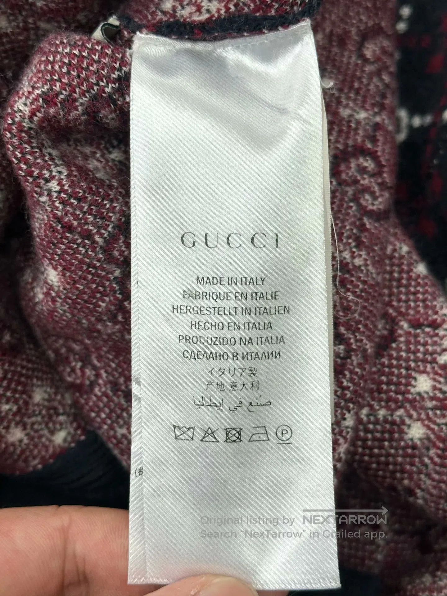 Gucci Guicci Burgundy Classic Monogram Full Print Logo Knit Card Size US XS / EU 42 / 0 - 4 Thumbnail