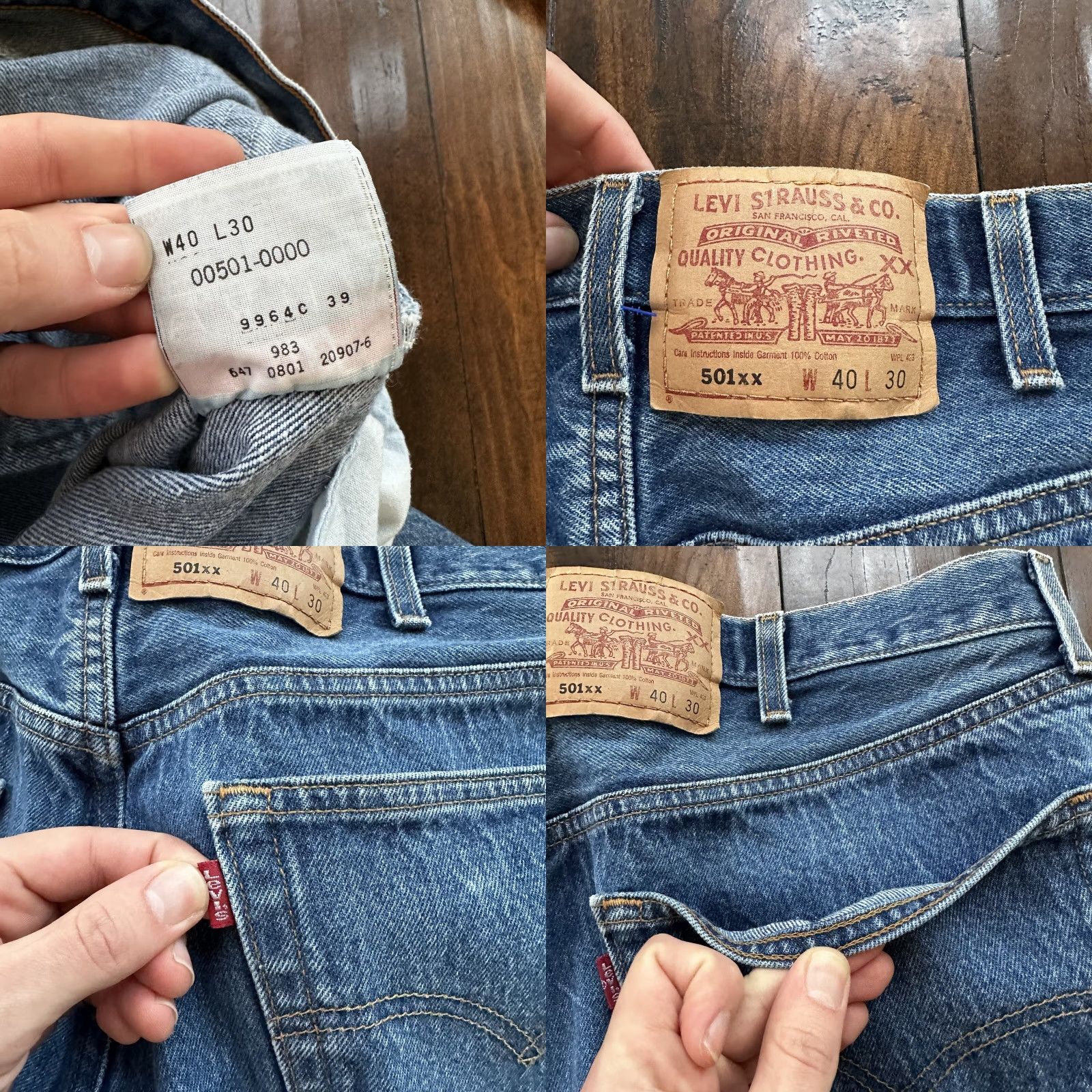 Levi's VINTAGE Levi's 501 XX Jeans Button Fly Light Wash 40x30 Men Regular Blue 90s Straight Denim Mens Size US 40 / EU 56 - 8 Thumbnail