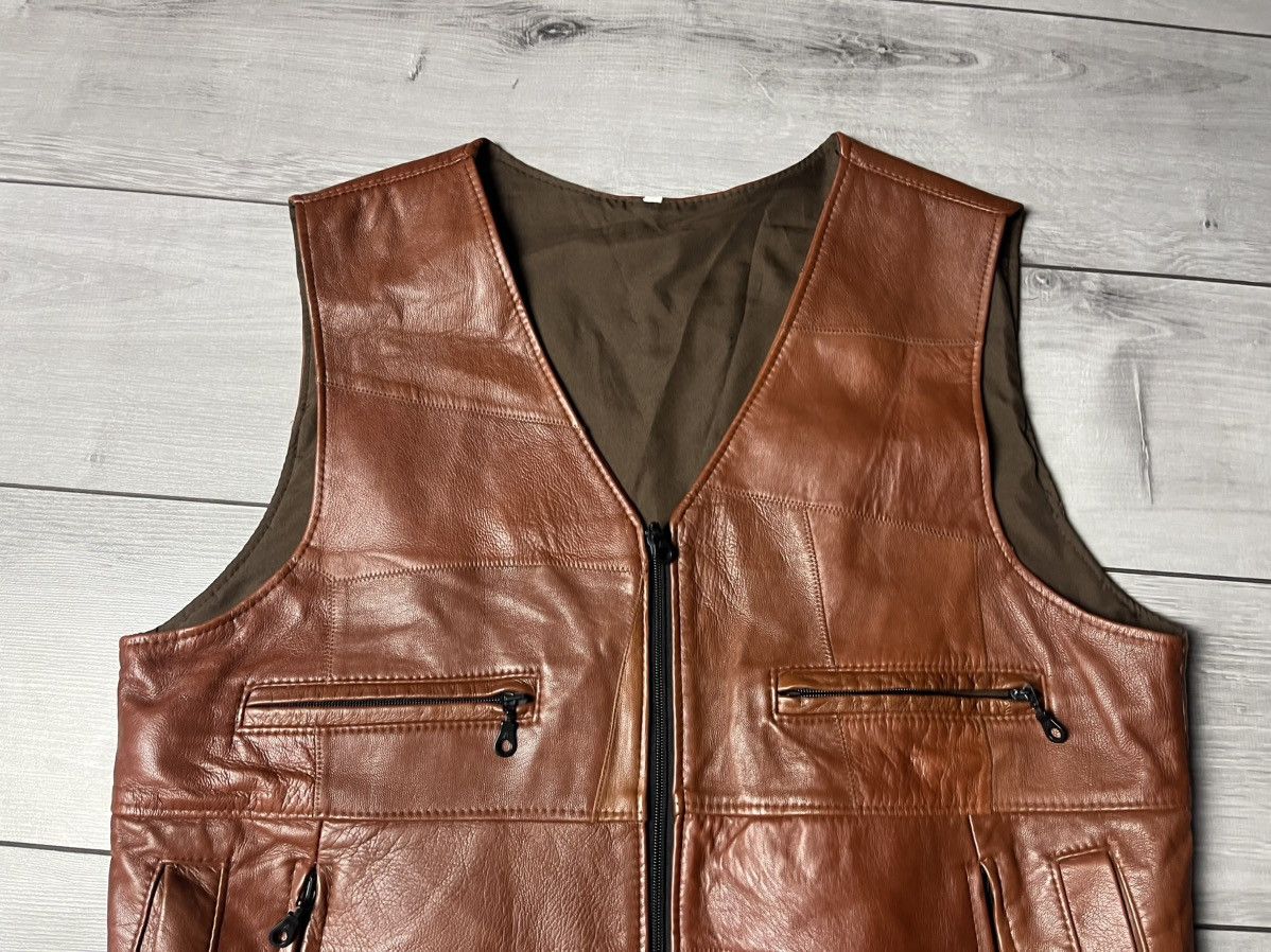 Genuine Leather Vintage Leather Vest patchwork western jakcet size XLarge Size US XL / EU 56 / 4 - 3 Thumbnail