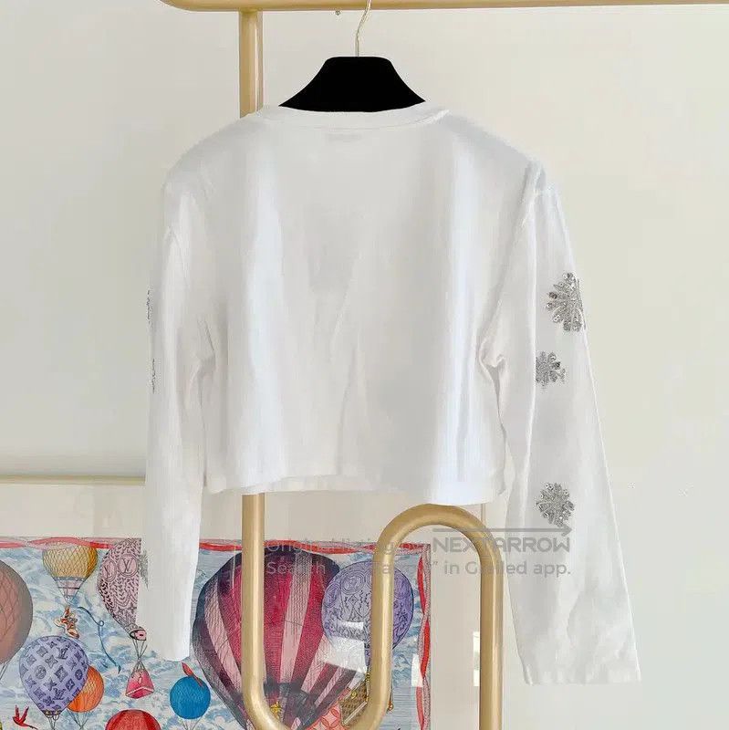 Miu Miu Miu Miu Summer White Crop Long Sleeve T-Shirt . Size S / US 4 / IT 40 - 2 Thumbnail