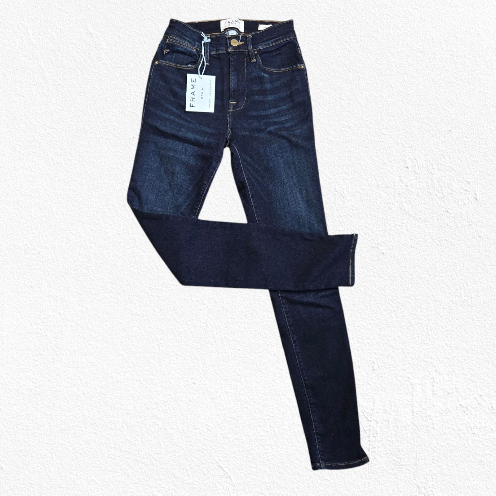 Frame FRAME Dark Wash High Waisted Le High Skinny Jeans Size 24 Size 24" / US 00 / IT 34 - 14 Thumbnail