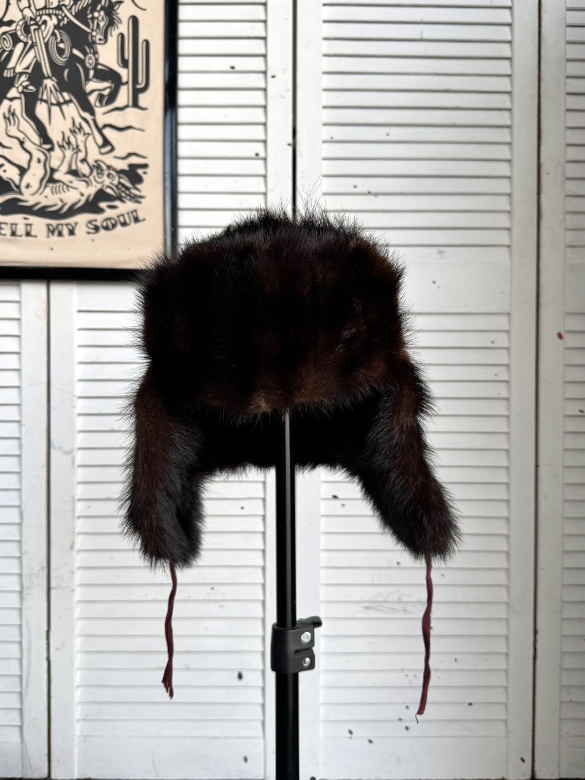 Vintage Vintage 1970s Suede & Fur Ushanka Hat Brown Burgundy Trapper Size ONE SIZE - 3 Thumbnail