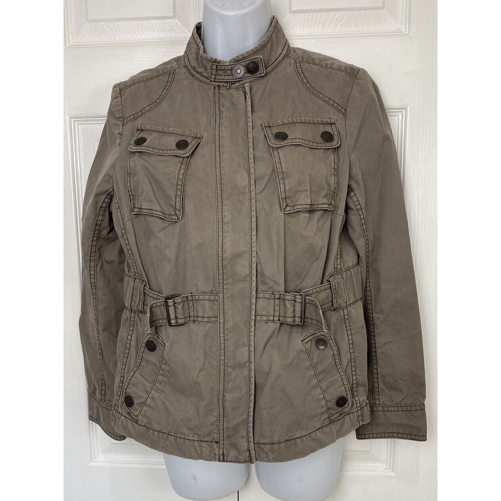 Loft Ann Taylor Loft Jacket Khaki Military Cargo Utility Button Size M / US 6-8 / IT 42-44 - 1 Thumbnail