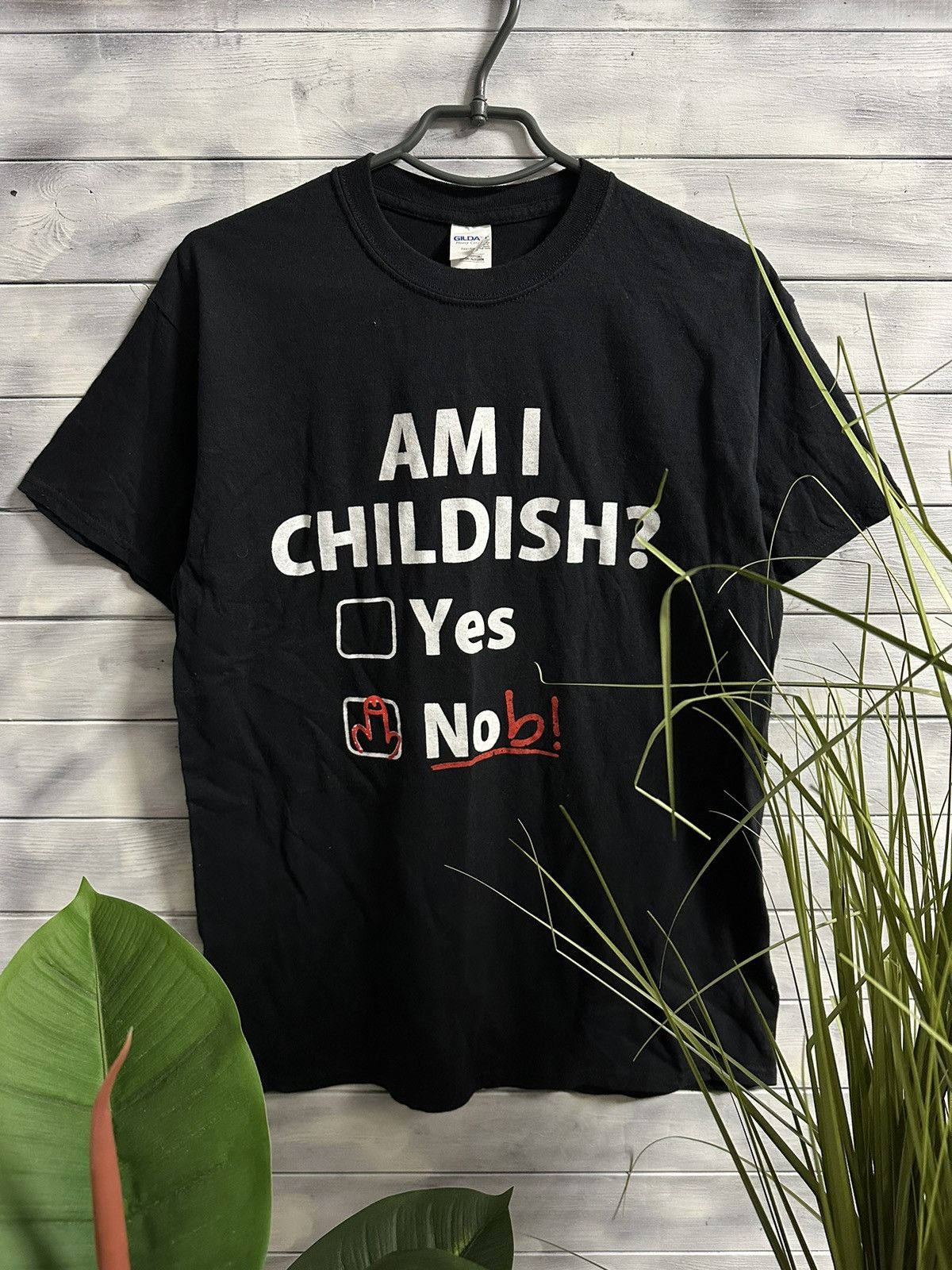 Vintage Rare Humor T-Shirt “Am I Childish?” Y2K Japan Size US M / EU 48-50 / 2 - 1 Thumbnail