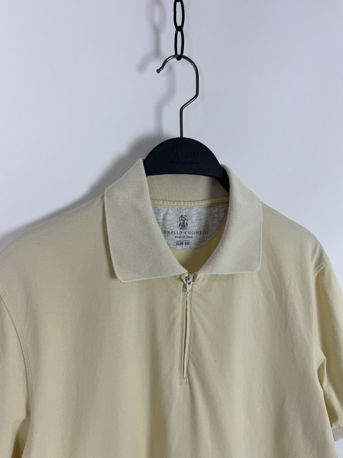 Brunello Cucinelli Brunello Cucinelli Cotton Light Yellow Zipper Polo T-Shirt Size US M / EU 48-50 / 2 - 3 Thumbnail