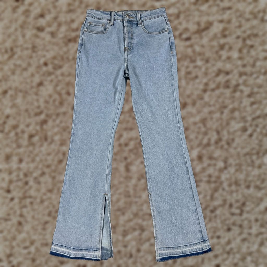 Forever 21 FOREVER 21 Jeans Women 24 Blue Denim Flared Slit Ankle Mid Cotton 24x29 Vintage No Size 42" / US 20 - 1 Thumbnail