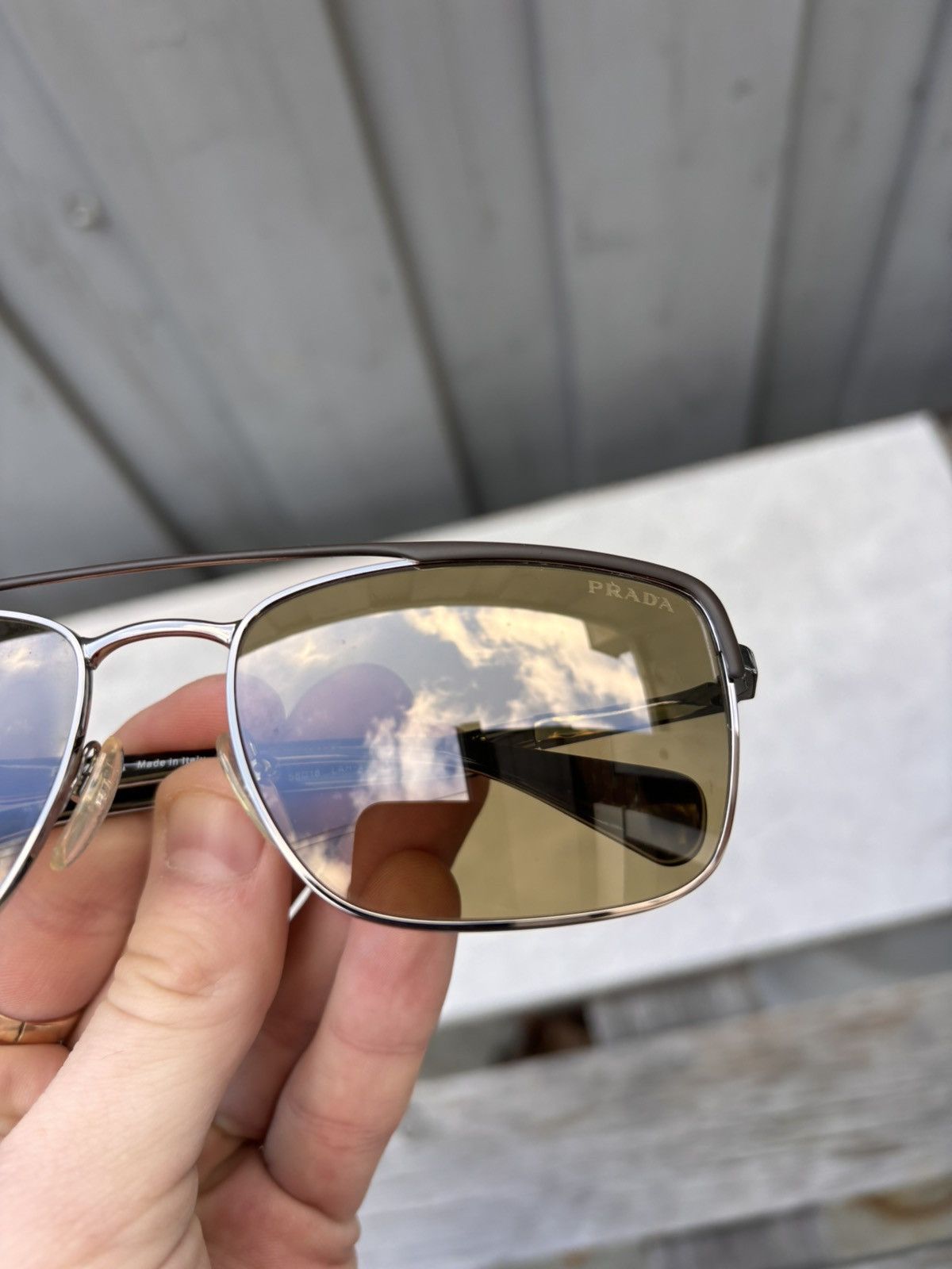 Designer × Prada Prada Sunglasses SPR 50Q Metal Chrome Aviator Wayfarer Bar Size ONE SIZE - 17 Thumbnail