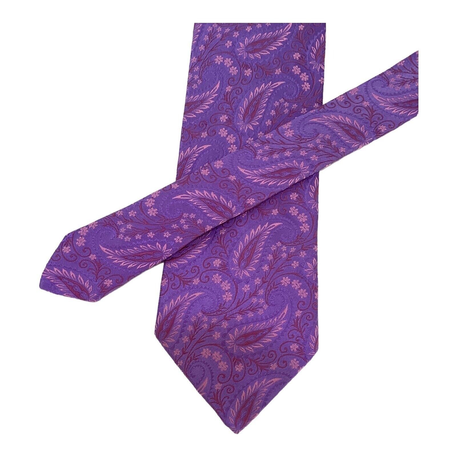 Ted Baker TED BAKER Purple Paisley Luxury Silk Tie Hand Tailored In US Size ONE SIZE - 4 Thumbnail