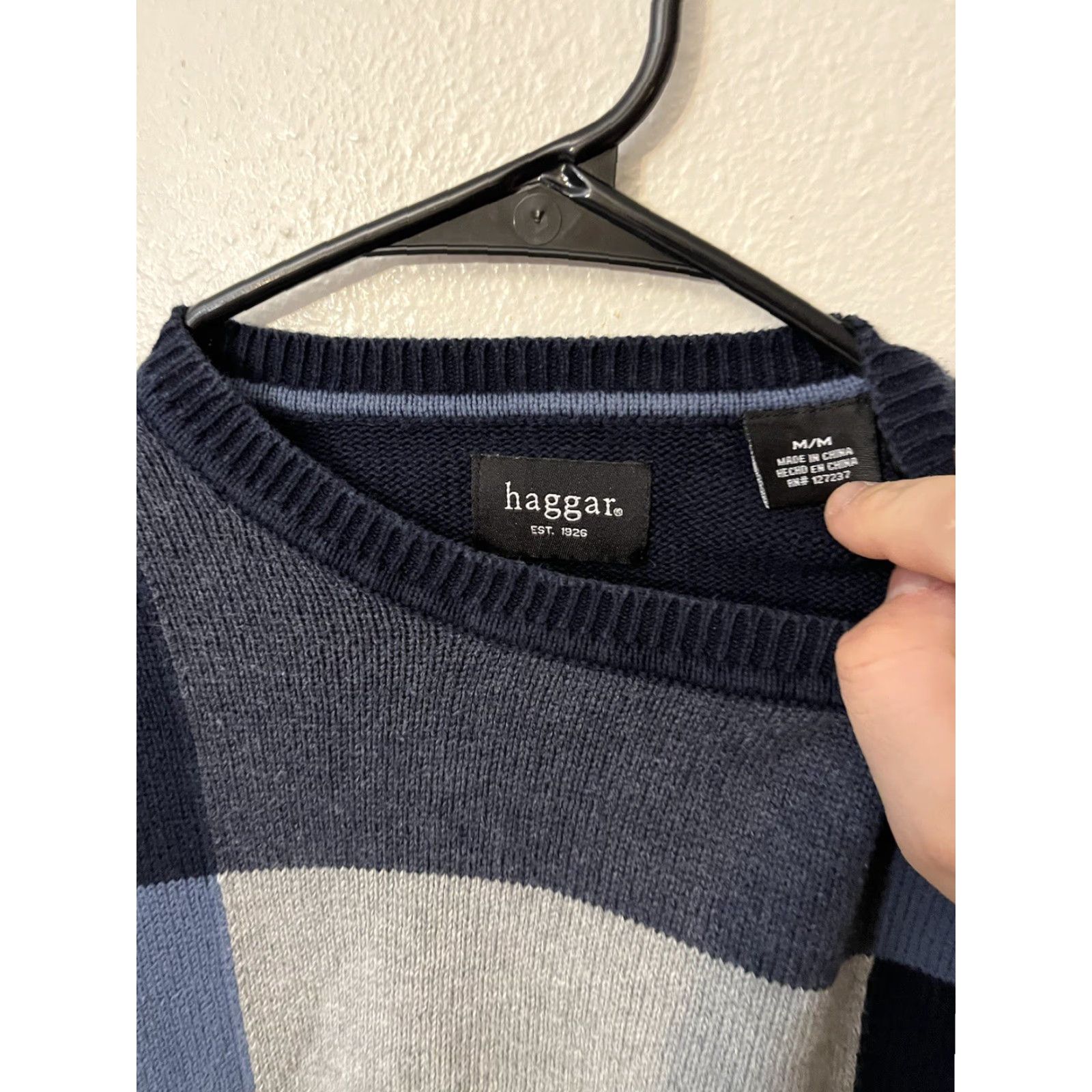 Haggar Haggar Sweater Cable-Knit Crewneck Pullover Men M Blue Cotton Knit Long Sleeve Regular Size Size US M / EU 48-50 / 2 - 3 Thumbnail