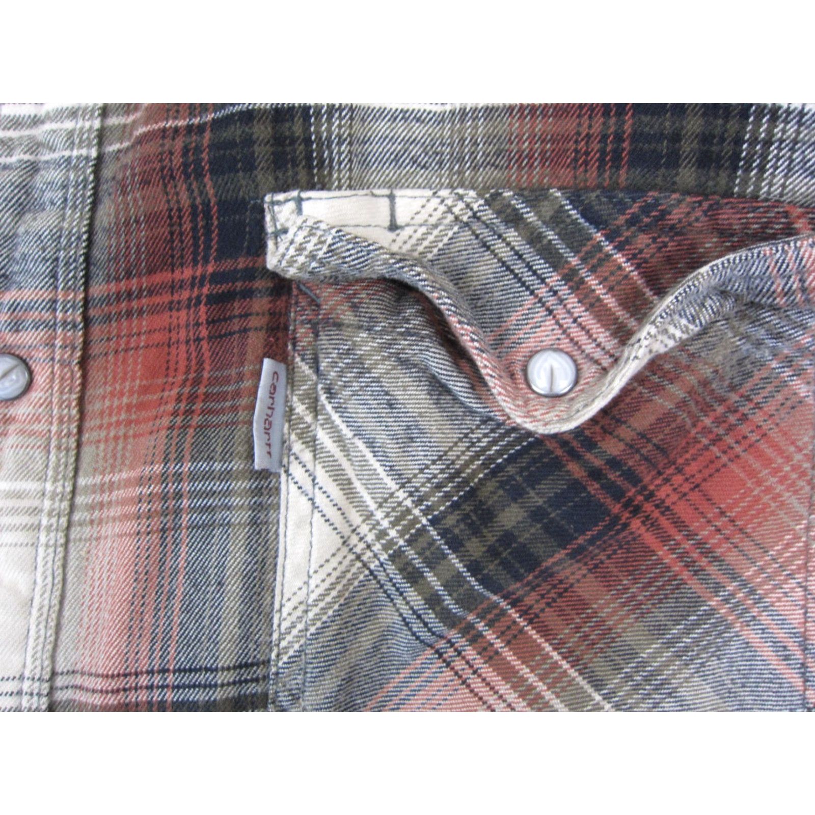 Carhartt VINTAGE Carhartt Shirt Adult XL Orange Black Plaid Snap Western Flannel Mens Size US XL / EU 56 / 4 - 4 Thumbnail