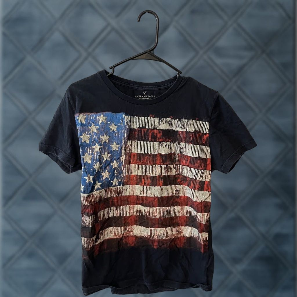 American Eagle Outfitters VINTAGE American Eagle Outfitters Mens T-Shirt Black USA Flag Short Sleeve Crew Neck Medium Graphic Tee Men’s M USA Flag Theme Slimming Details Size US M / EU 48-50 / 2 - 1 Thumbnail