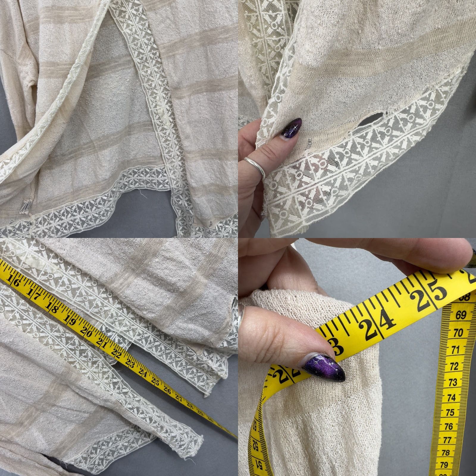 Free People Free People Blouse Shirt Women M Beige Striped Crochet Knitting Boho Casual 60s 70s Autumn Spring Fall Summer Womens Size M / US 6-8 / IT 42-44 - 8 Thumbnail