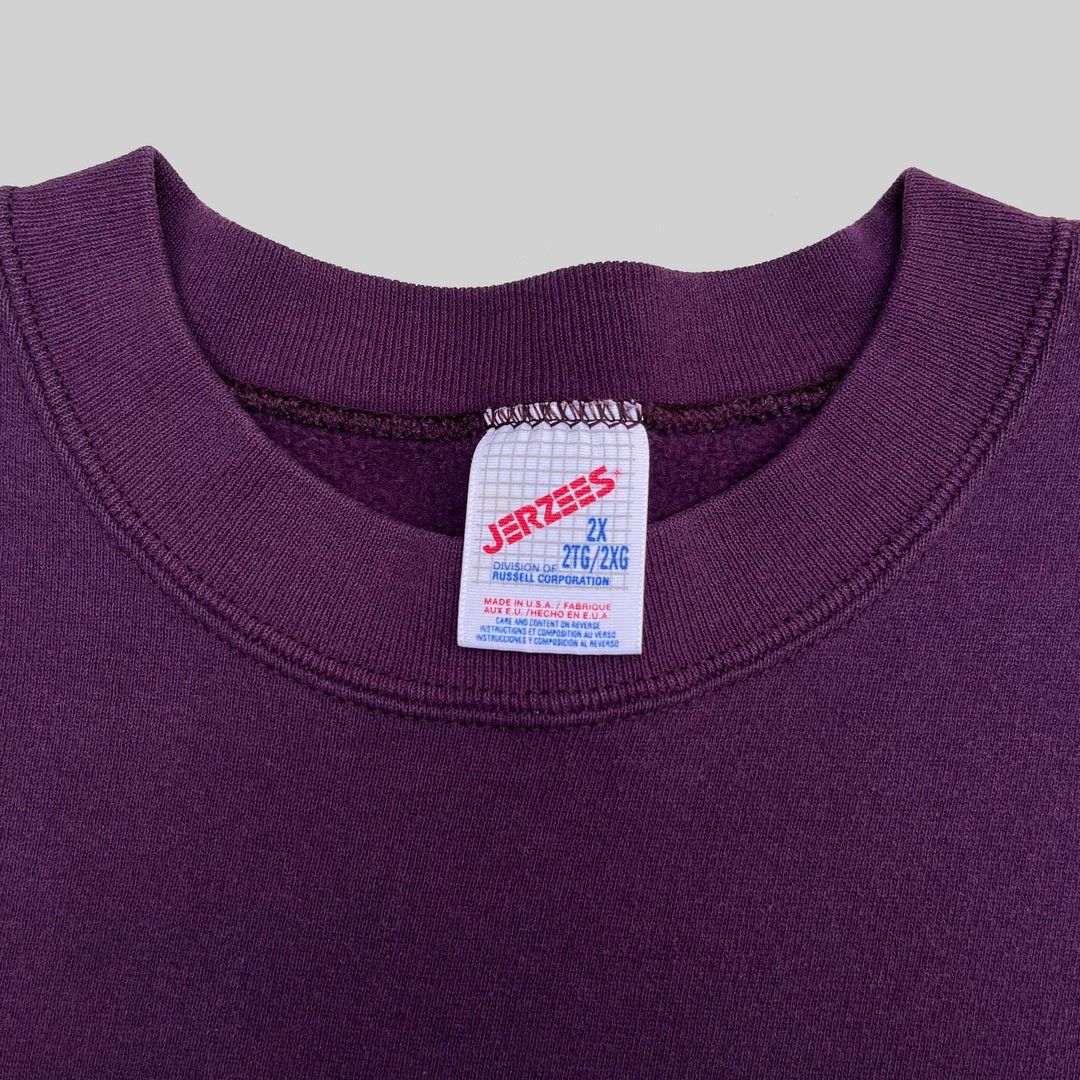 Jerzees × Vintage Vintage 1990 90s USA Made Purple Blank Sweatshirt Size US XXL / EU 58 / 5 - 3 Thumbnail