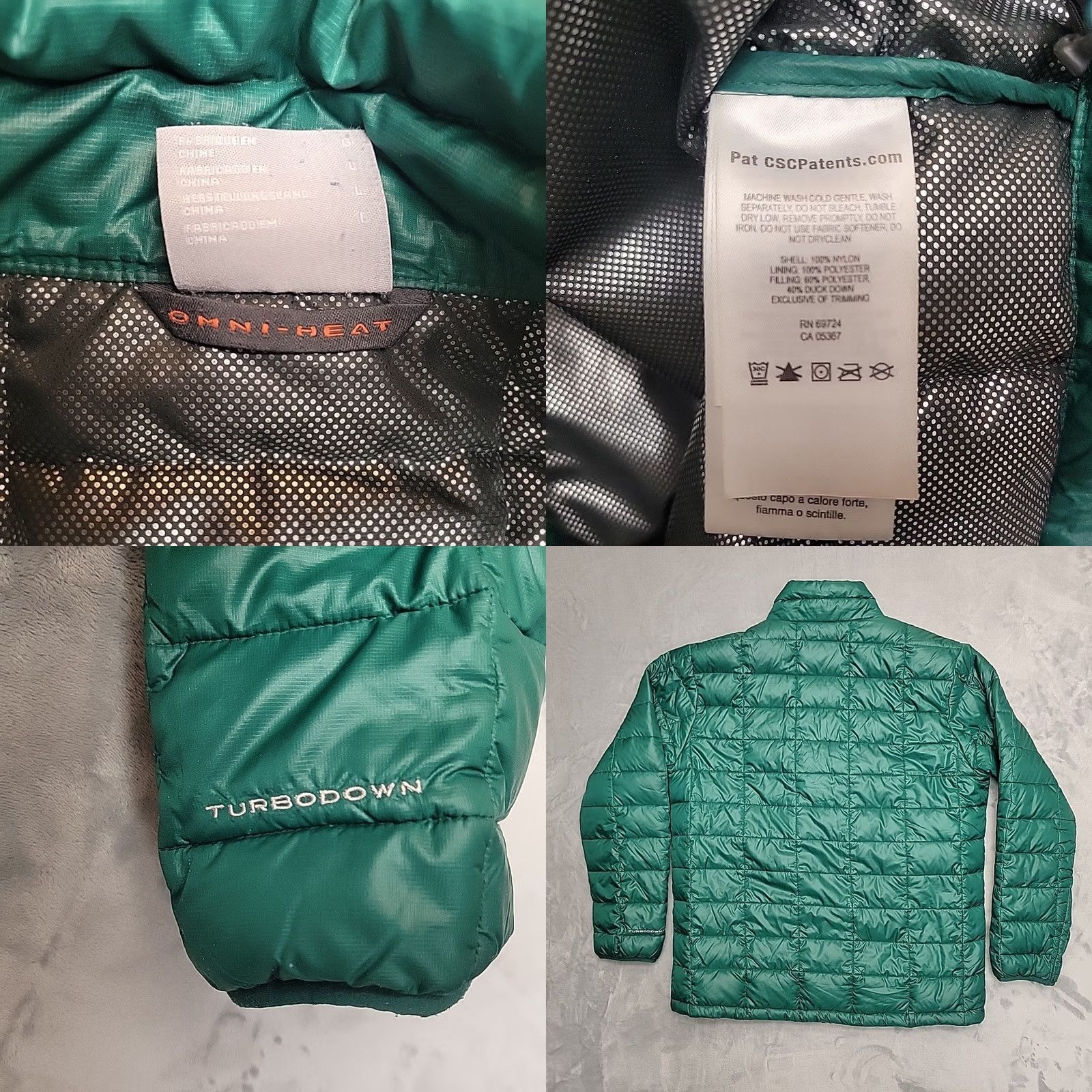 Vintage Columbia Turbo Puffer Down Jacket Mens L Green Omni Heat 650TD Full Zip Jacket Size US L / EU 52-54 / 3 - 8 Thumbnail