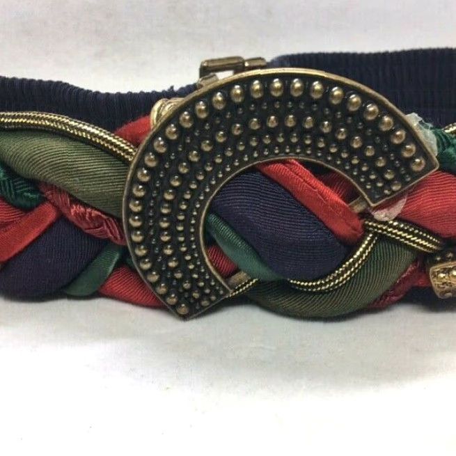 Vintage VINTAGE Belt Women Braided Rope Metal Embellished Buckle Blue Red Green 28" S/M Waist Belt Adult Womens Size ONE SIZE - 2 Thumbnail