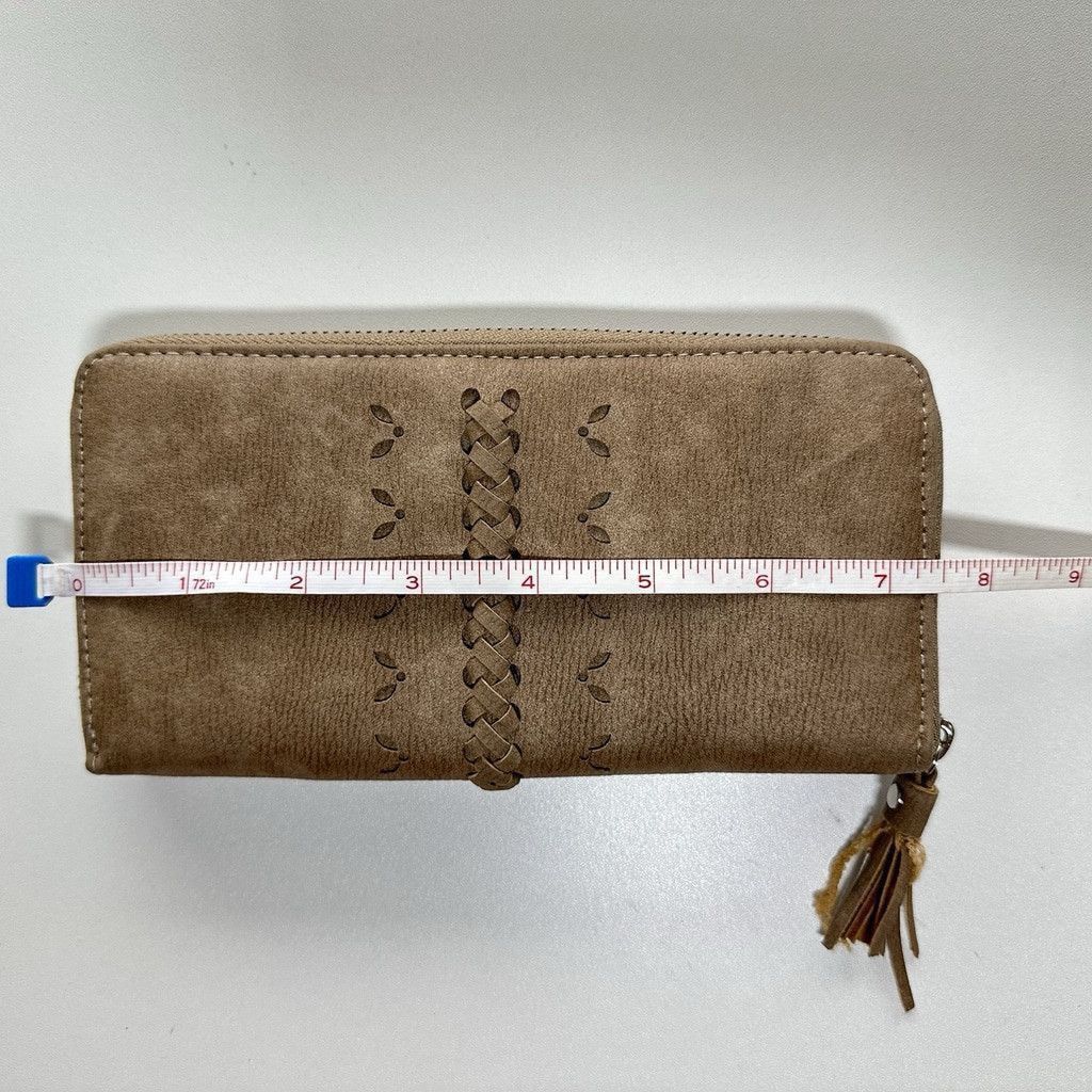 Other Roots RFID Braided Rectangular Zip Around Tassel Wallet Tan Size ONE SIZE - 15 Thumbnail