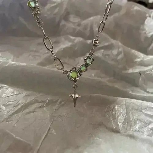 Jewelry Electro Chain Crystal Stone Silver Abstract Star Pop Fantasy Size ONE SIZE - 8 Thumbnail