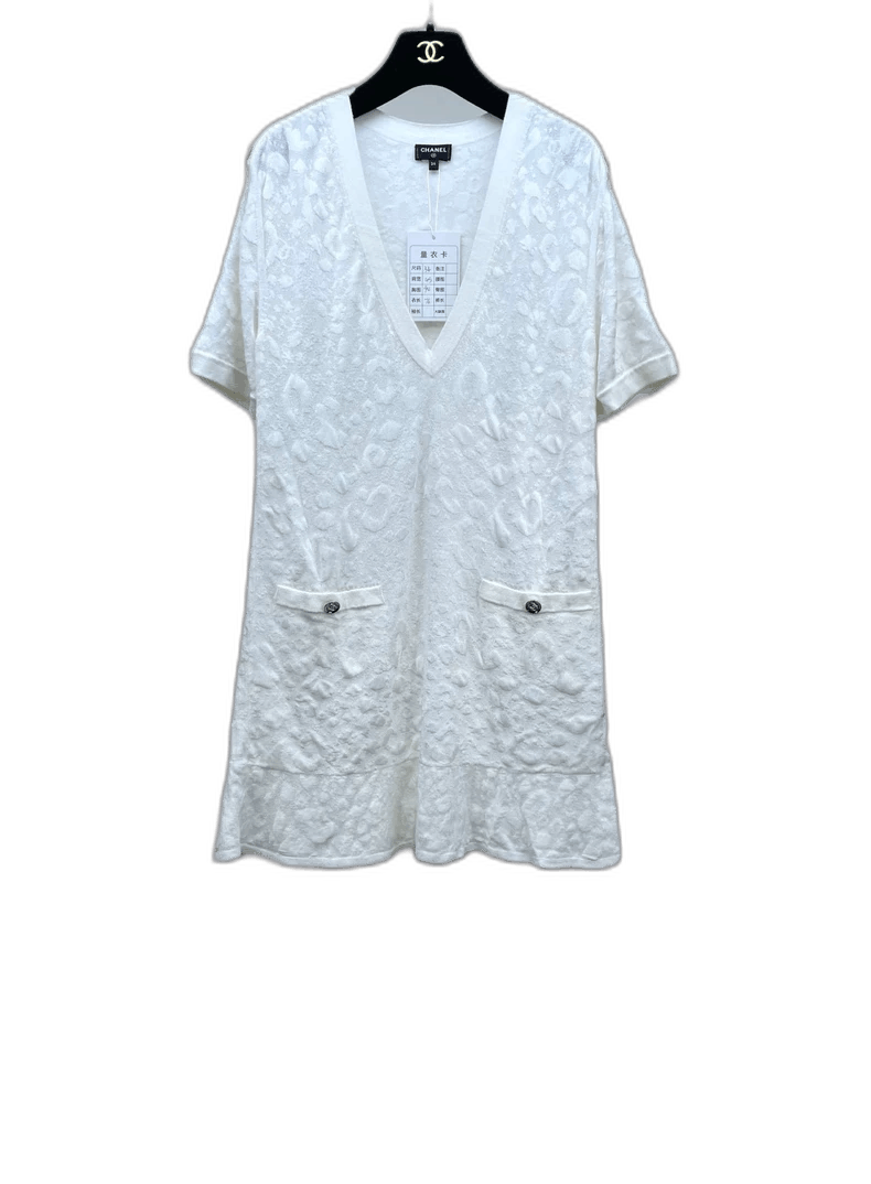 Chanel Chanel White Short Sleeve Dress with Pockets -2505 Size US 34 / EU 50 - 1 Thumbnail