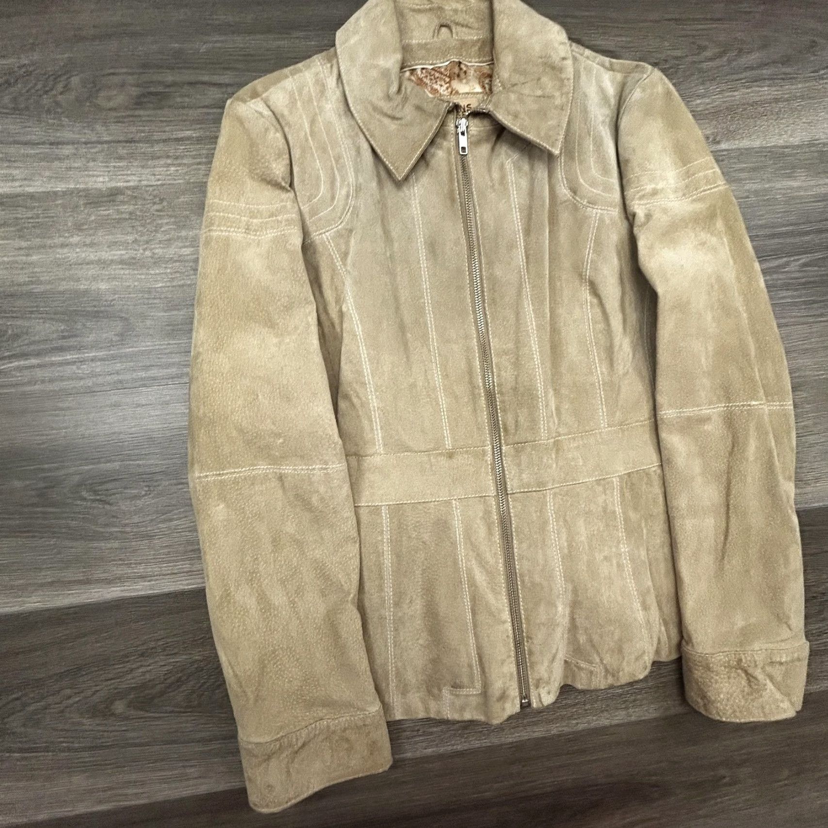 Vintage VINTAGE Wilsons Leather Jacket Womens Large Beige Suede Full Zip Lined Collared Western Shirt Size L / US 10 / IT 46 - 3 Thumbnail