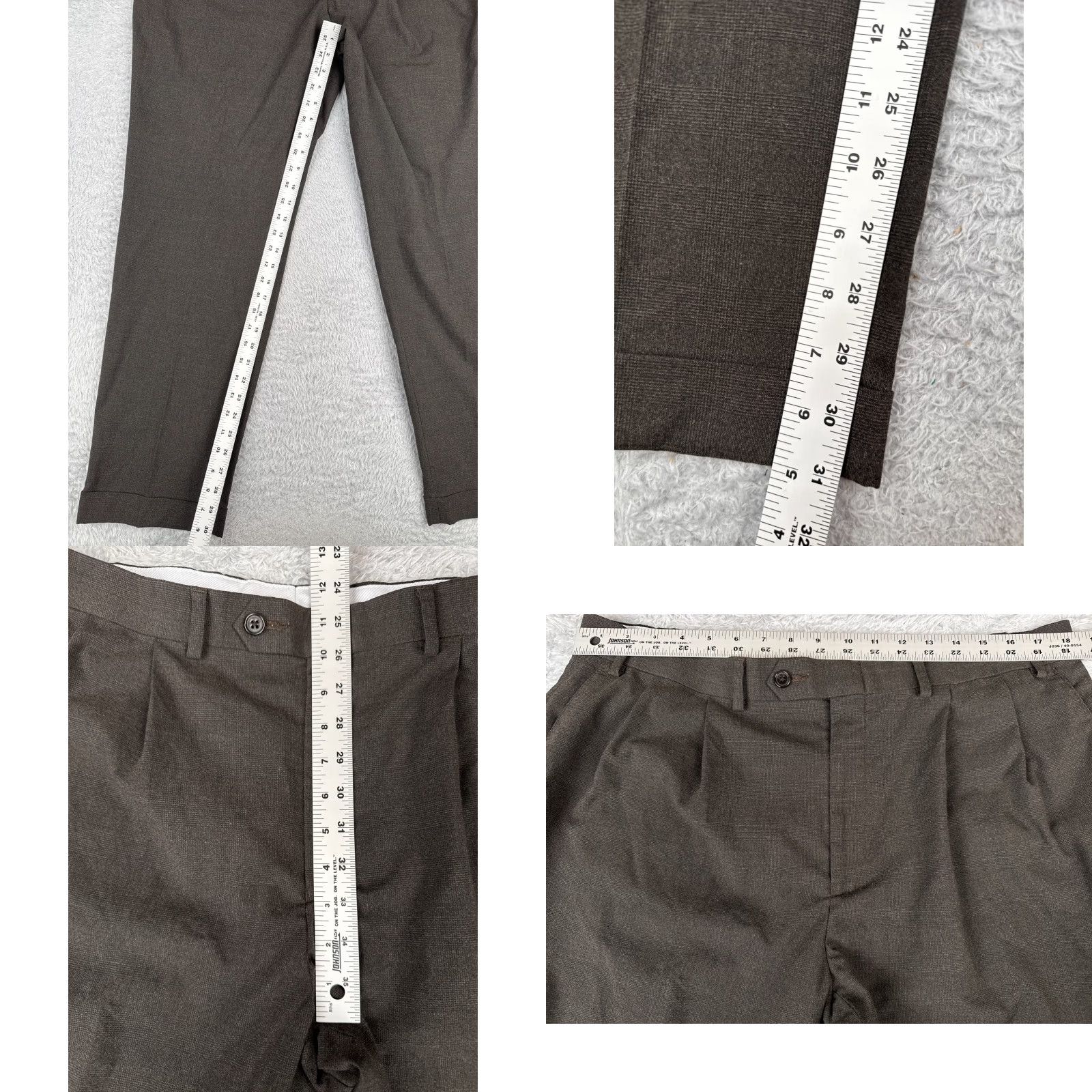 Ralph Lauren Ralph Lauren Pants Mens 38 Gray Plaid Pleated Suit Trouser Poly Rayon RRL Dress Pants Casual Formal Size 38R - 8 Thumbnail