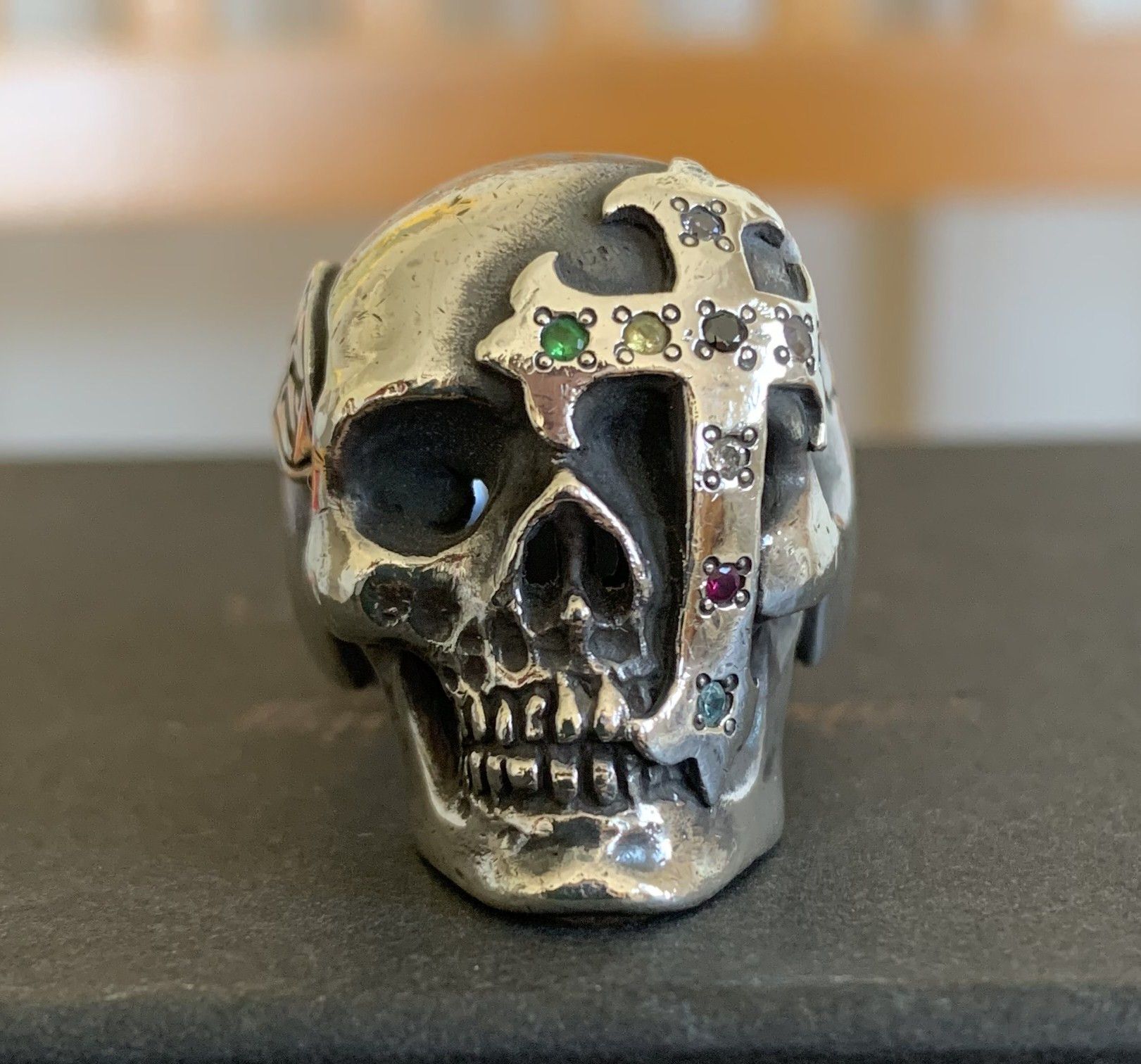Number (N)ine SS05 "Nightcrawler" Bejeweled Silver Skull Ring w/ box Size ONE SIZE - 2 Thumbnail