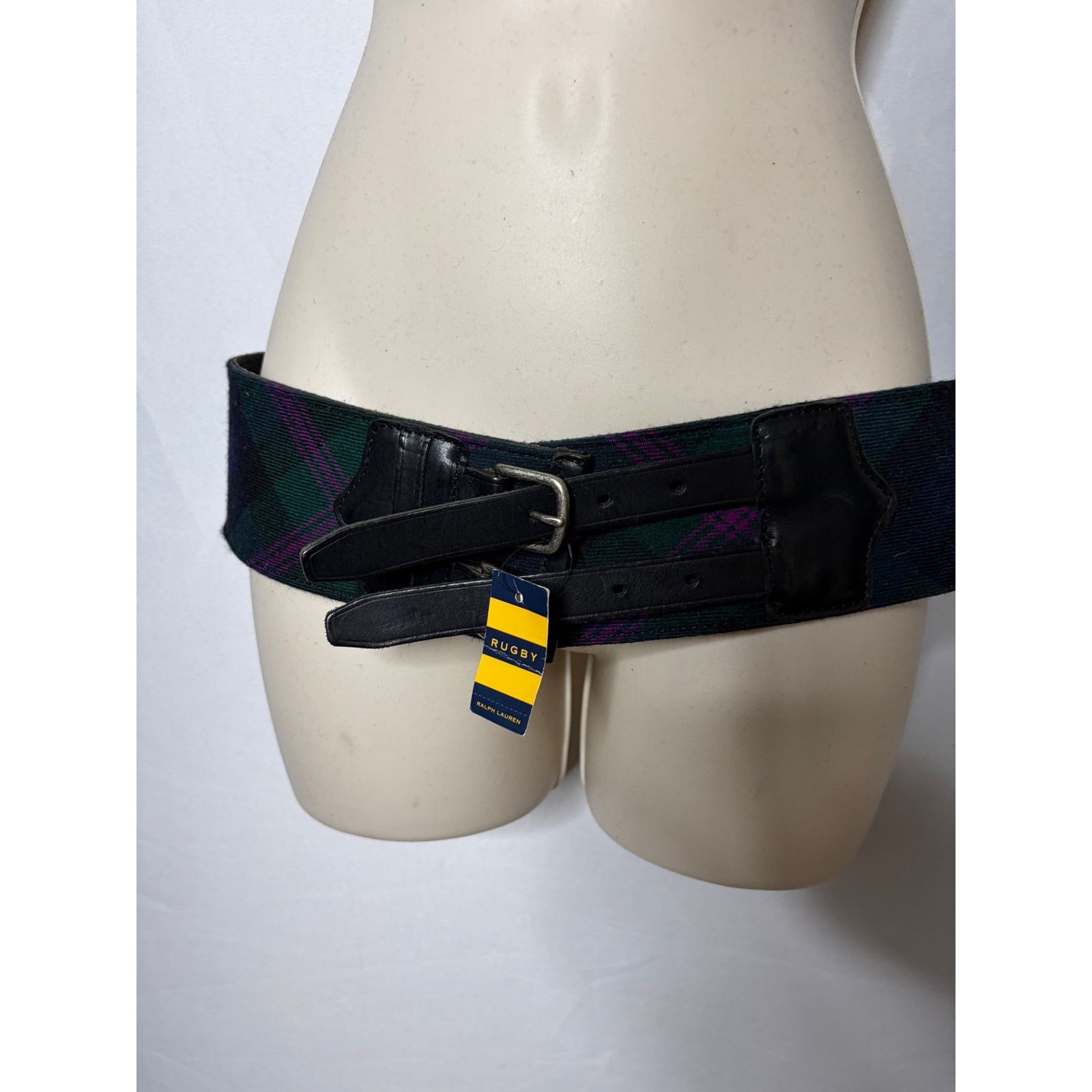 Rugby Ralph Lauren New Rugdy Polo Ralph Lauren green purple wide plaid Belt M Size ONE SIZE - 7 Thumbnail