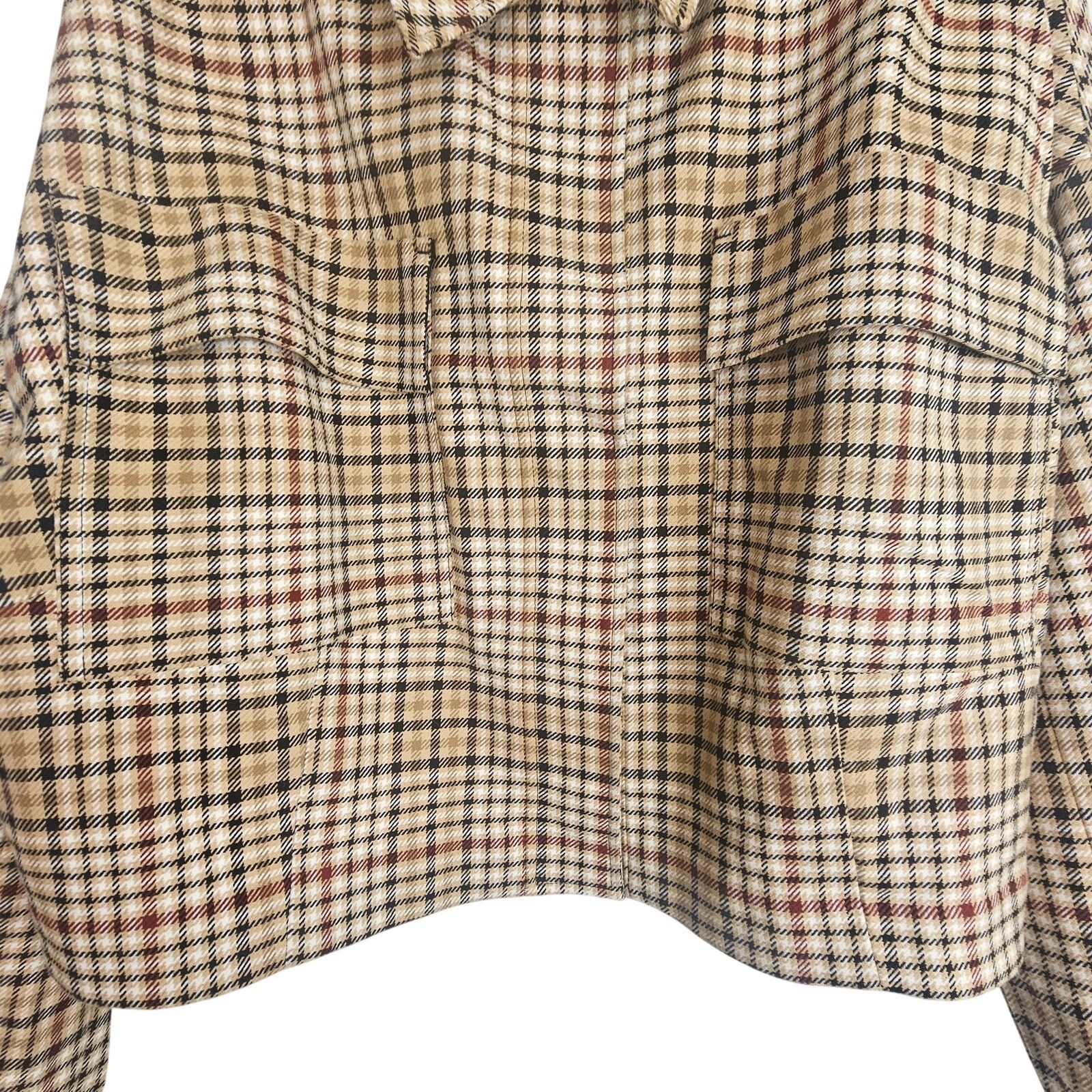 Express Express Womens Plaid Boxy Snap Front Cropped Jacket Size L Size L / US 10 / IT 46 - 3 Thumbnail